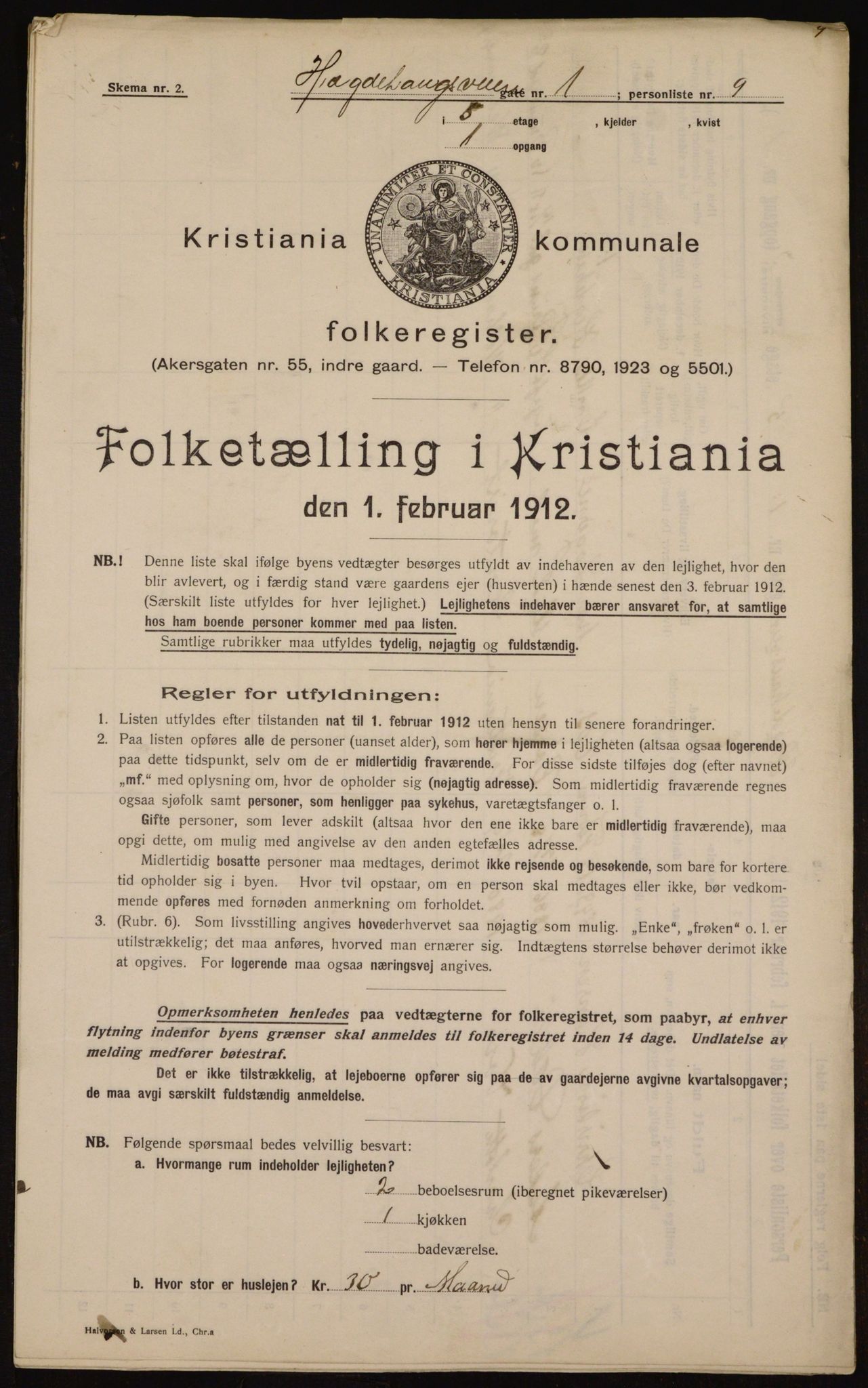 OBA, Municipal Census 1912 for Kristiania, 1912, p. 36290