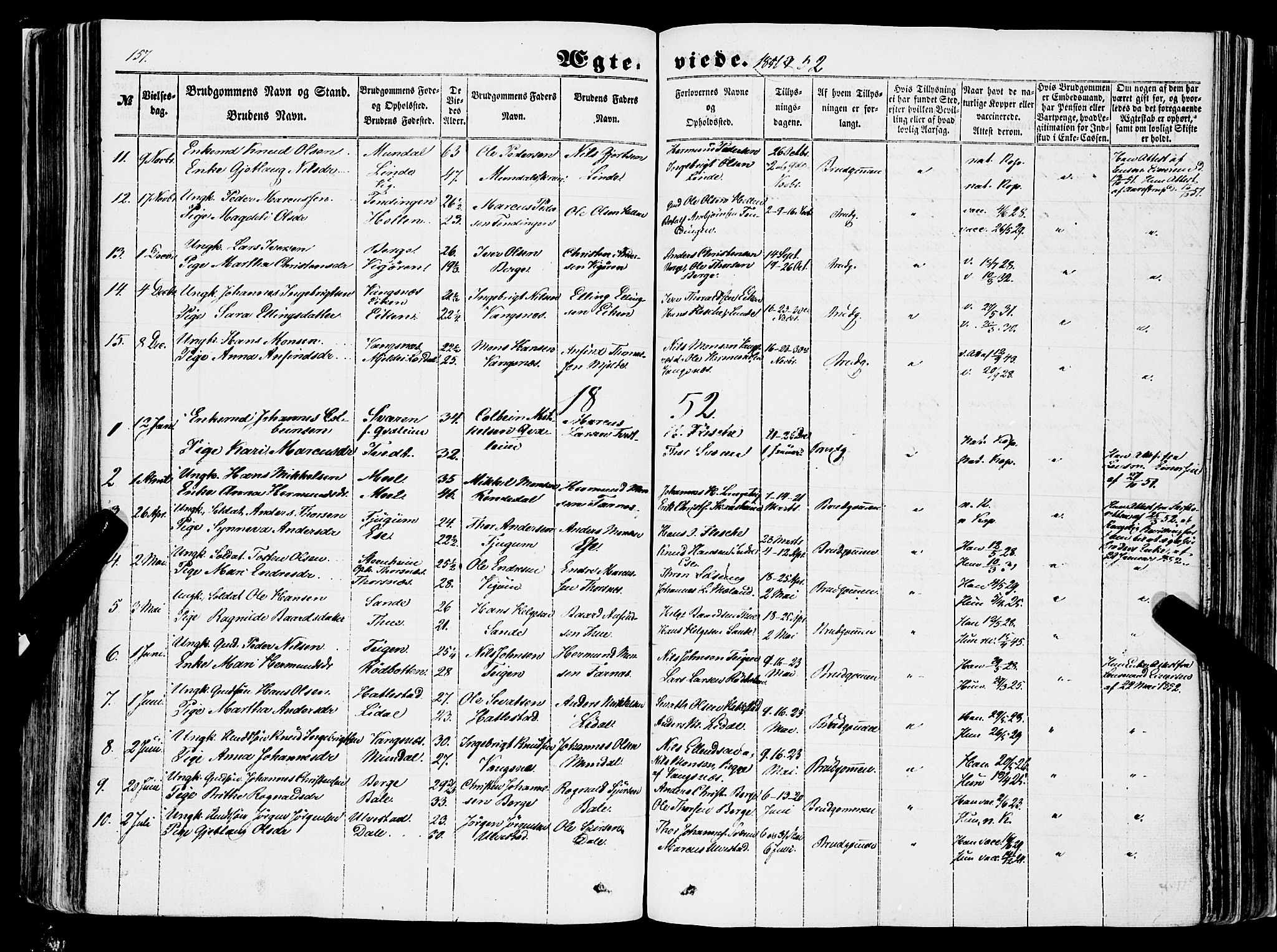 Balestrand sokneprestembete, AV/SAB-A-79601/H/Haa/Haaa/L0002: Parish register (official) no. A 2, 1847-1866, p. 157