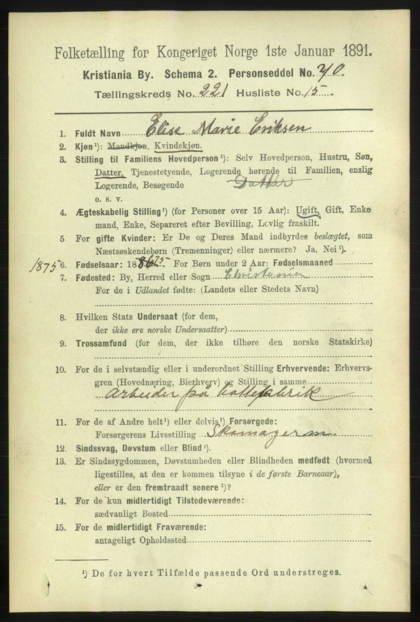 RA, 1891 census for 0301 Kristiania, 1891, p. 132984