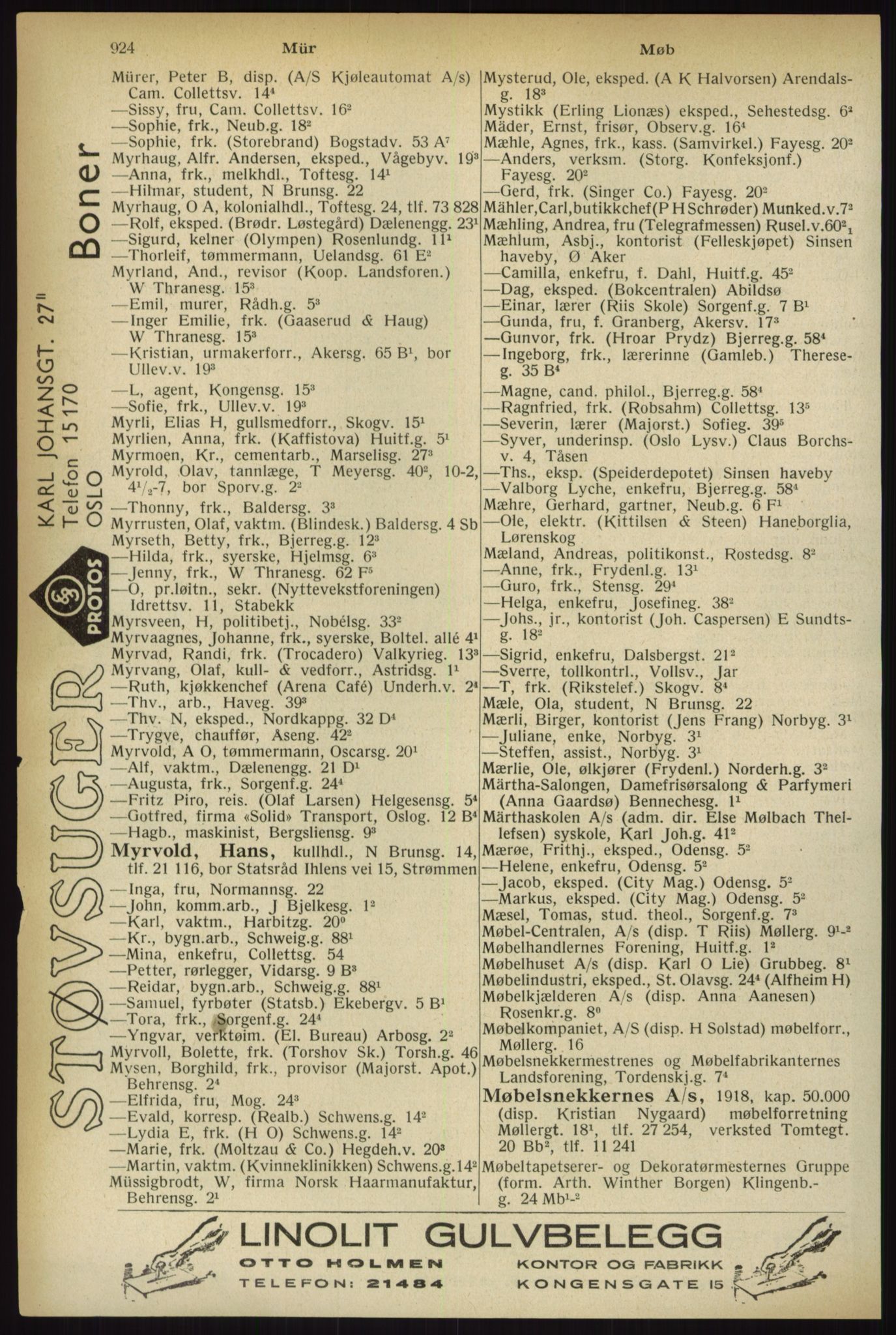 Kristiania/Oslo adressebok, PUBL/-, 1933, p. 924