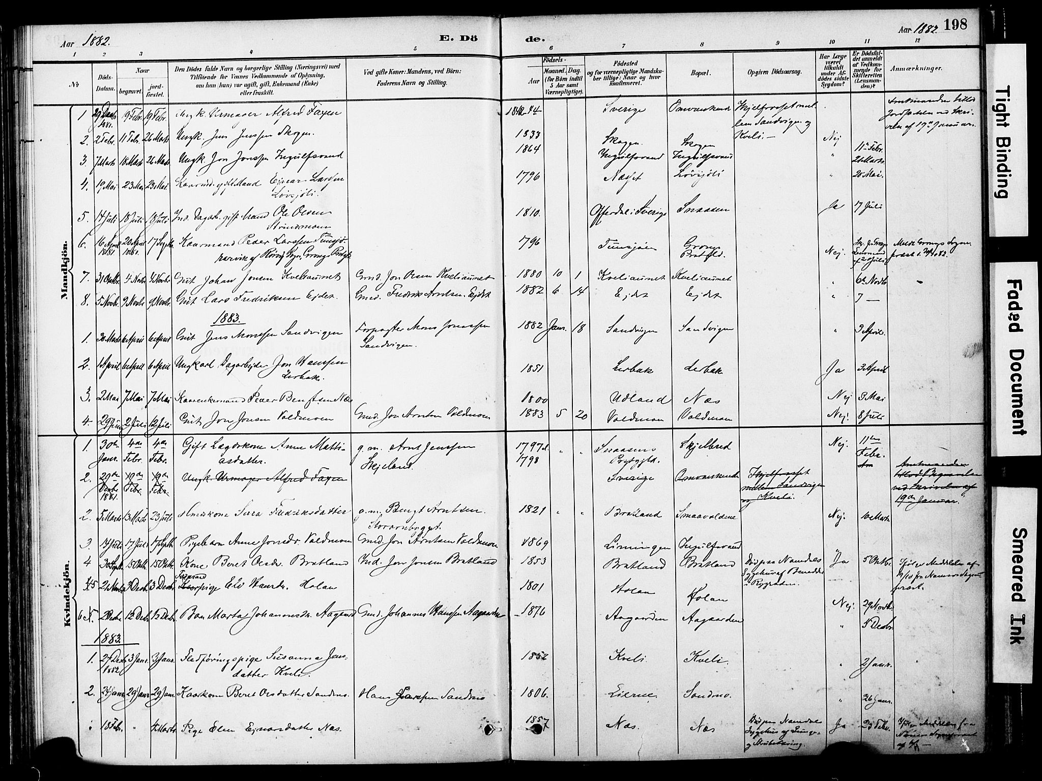 Ministerialprotokoller, klokkerbøker og fødselsregistre - Nord-Trøndelag, AV/SAT-A-1458/755/L0494: Parish register (official) no. 755A03, 1882-1902, p. 198