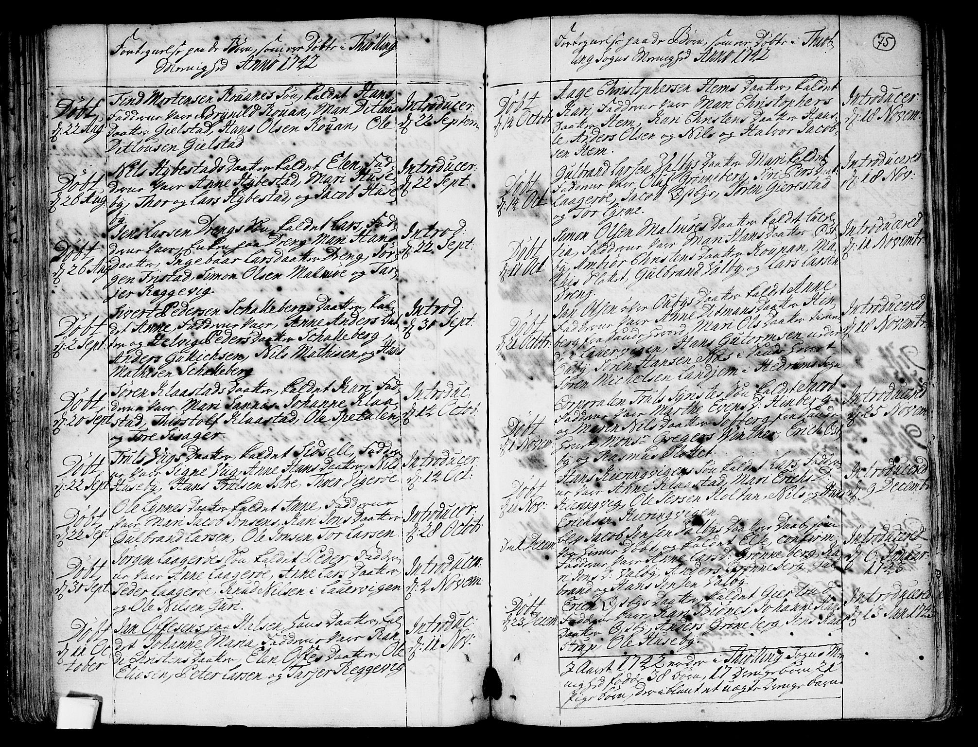 Tjølling kirkebøker, AV/SAKO-A-60/F/Fa/L0003: Parish register (official) no. 3, 1735-1778, p. 75