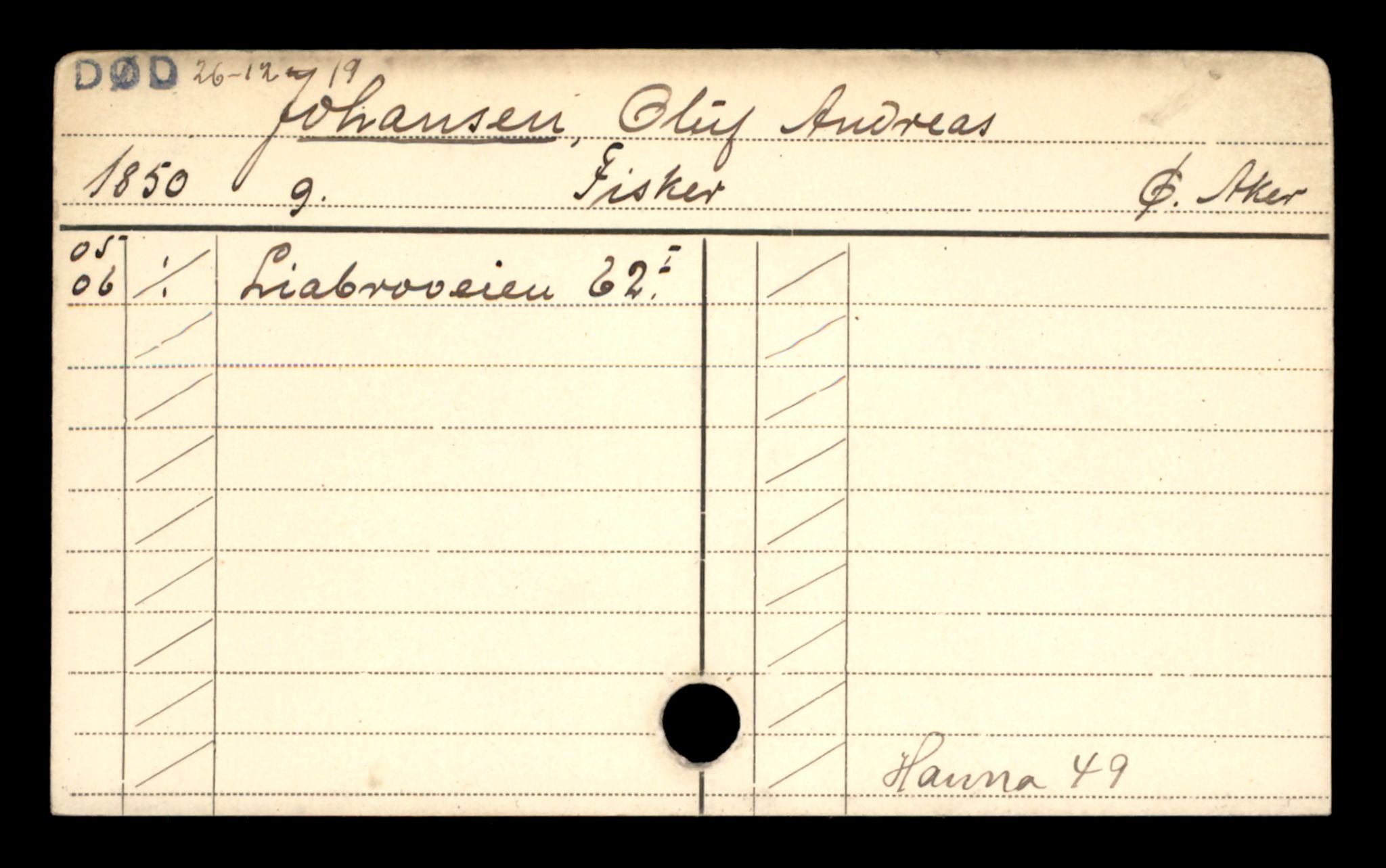 Oslo folkeregister, Registerkort, SAO/A-11715/D/Da/L0044: Menn: Johansen Oluf - Johansen Hilmar, 1906-1919