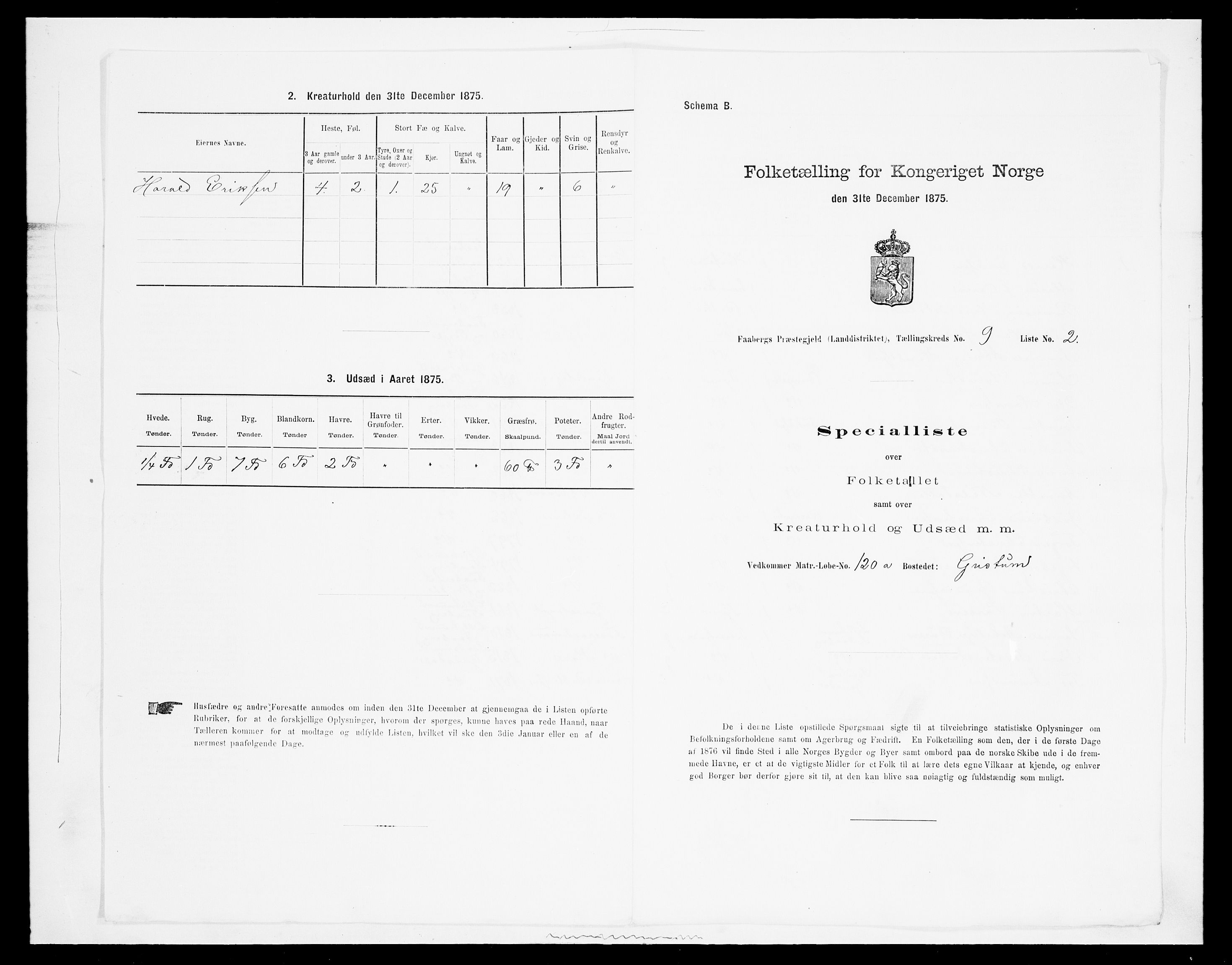 SAH, 1875 census for 0524L Fåberg/Fåberg og Lillehammer, 1875, p. 1110