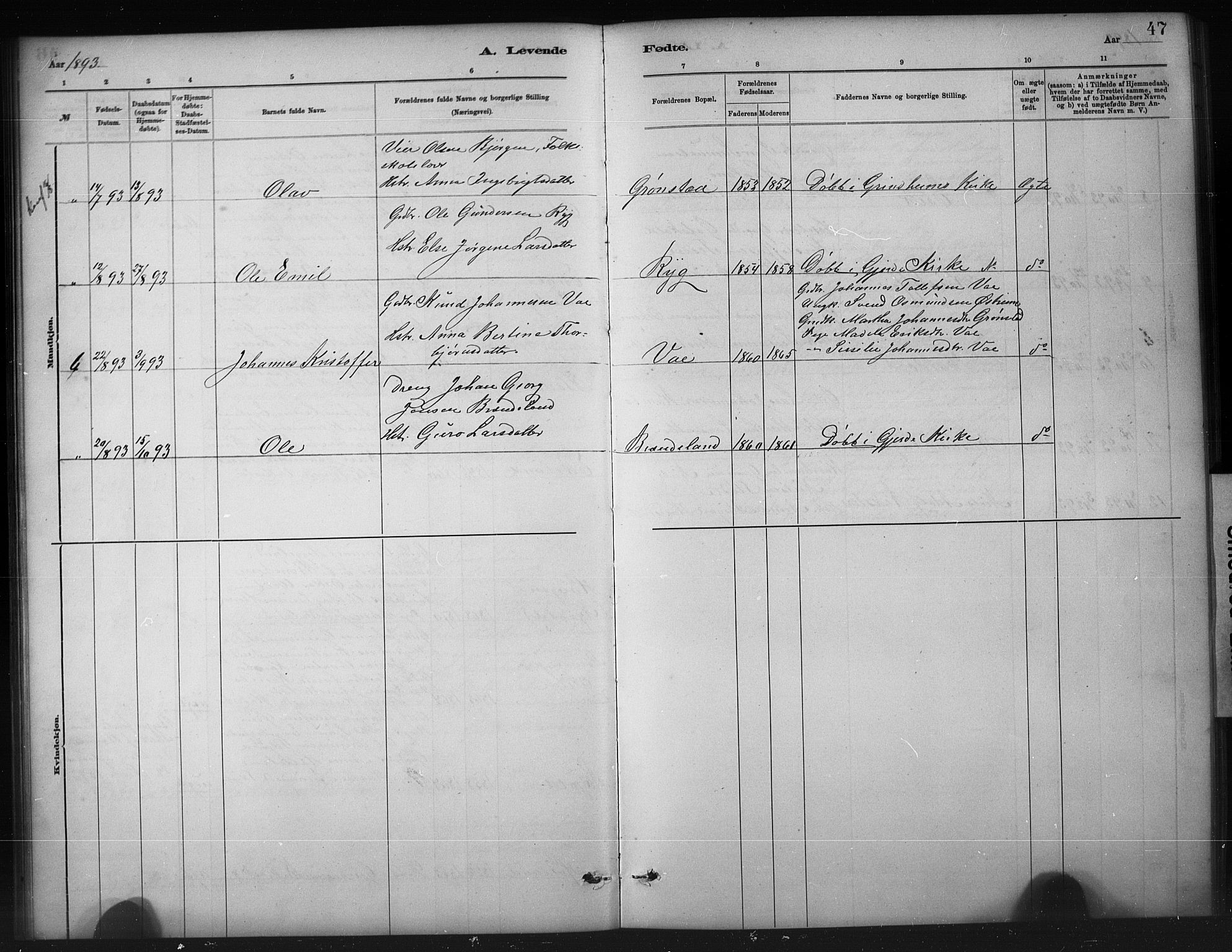 Etne sokneprestembete, SAB/A-75001/H/Hab: Parish register (copy) no. A 5, 1879-1896, p. 47