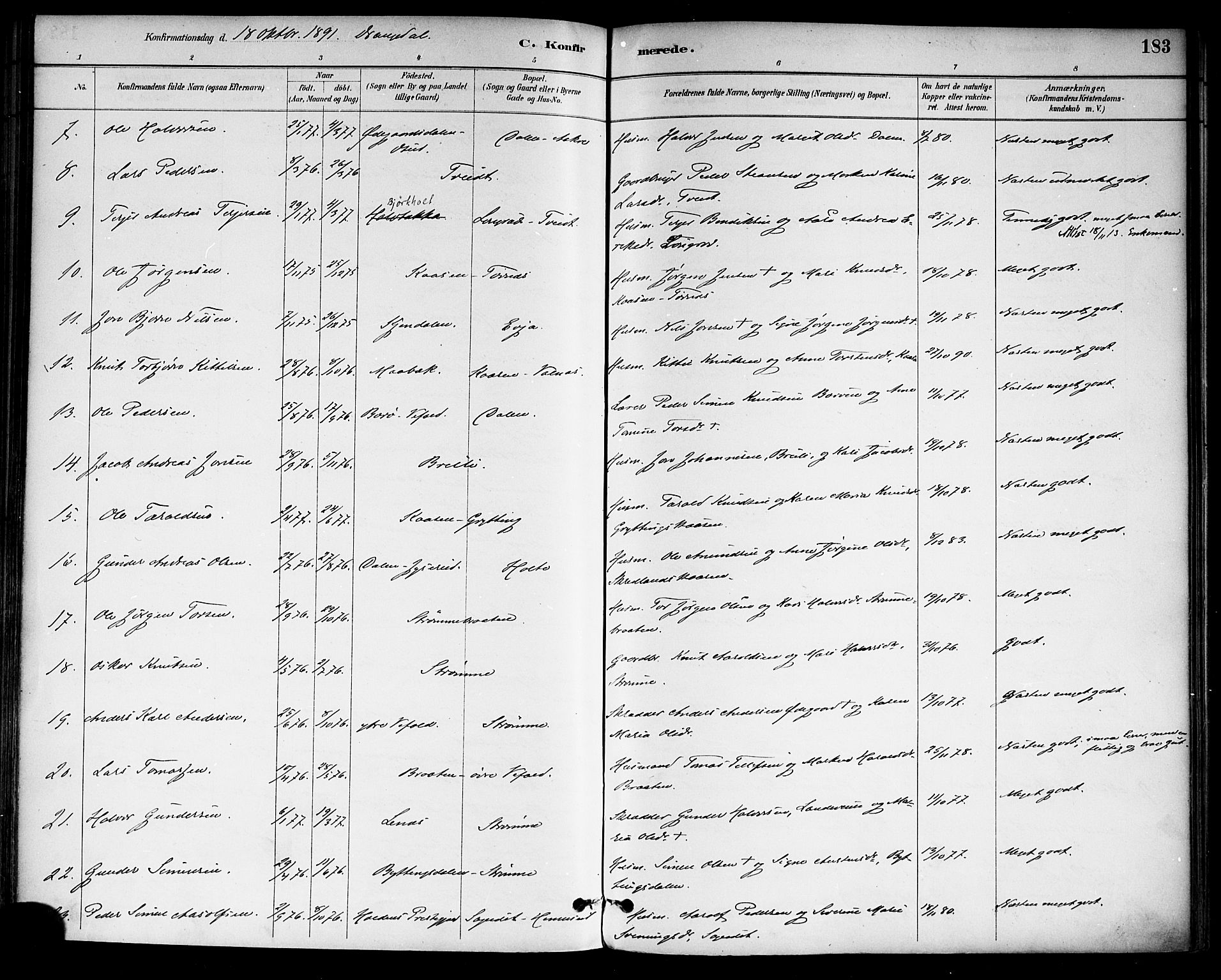 Drangedal kirkebøker, SAKO/A-258/F/Fa/L0010: Parish register (official) no. 10 /1, 1885-1894, p. 183