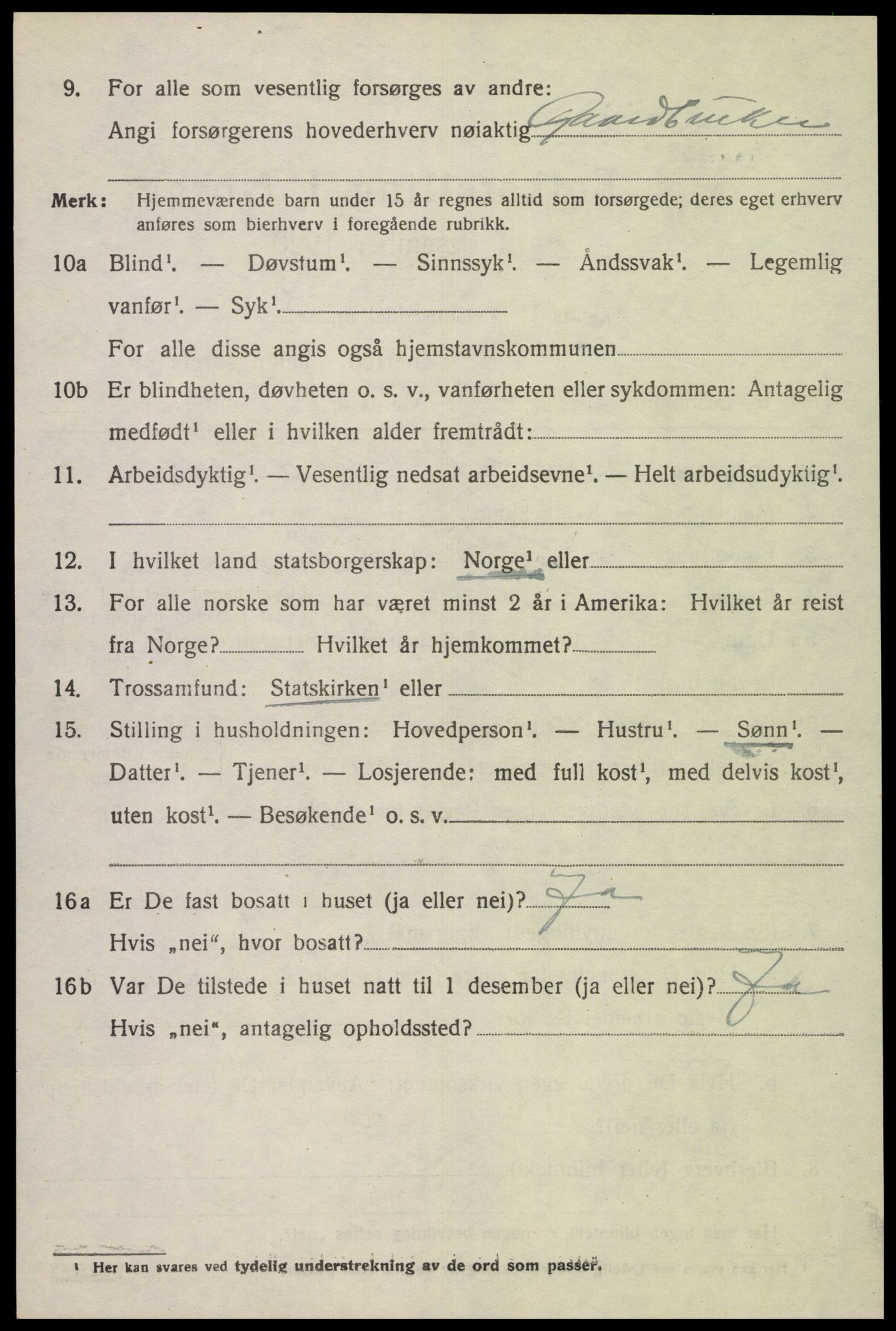 SAK, 1920 census for Bakke, 1920, p. 3109