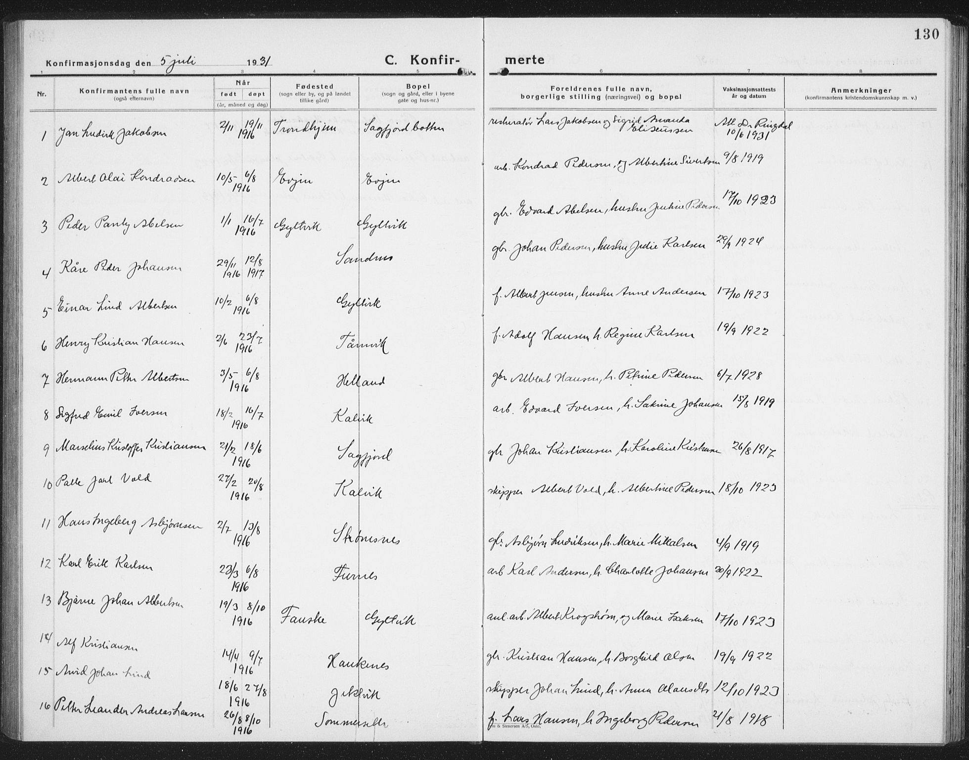 Ministerialprotokoller, klokkerbøker og fødselsregistre - Nordland, AV/SAT-A-1459/854/L0788: Parish register (copy) no. 854C04, 1926-1940, p. 130