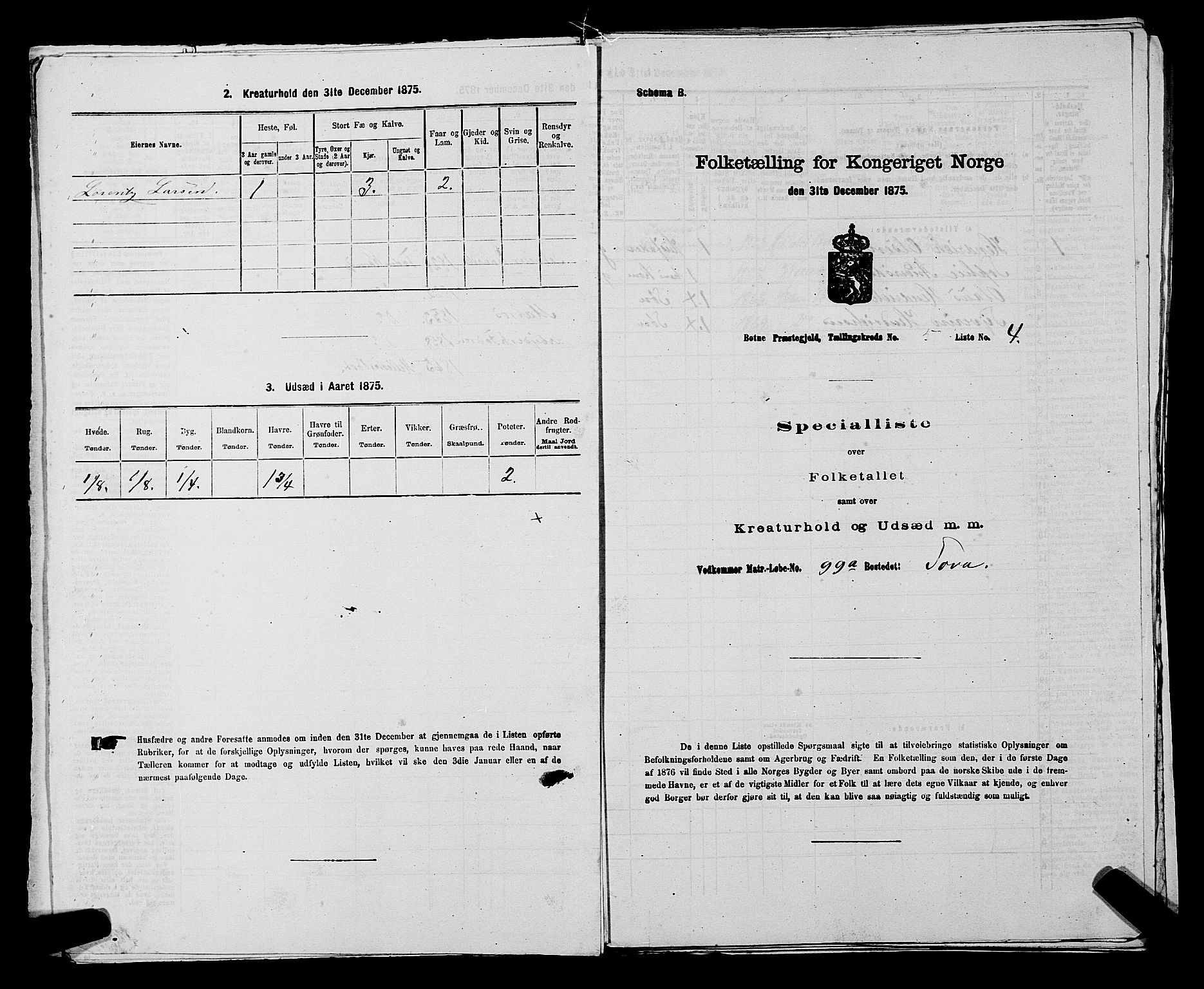 SAKO, 1875 census for 0715P Botne, 1875, p. 391