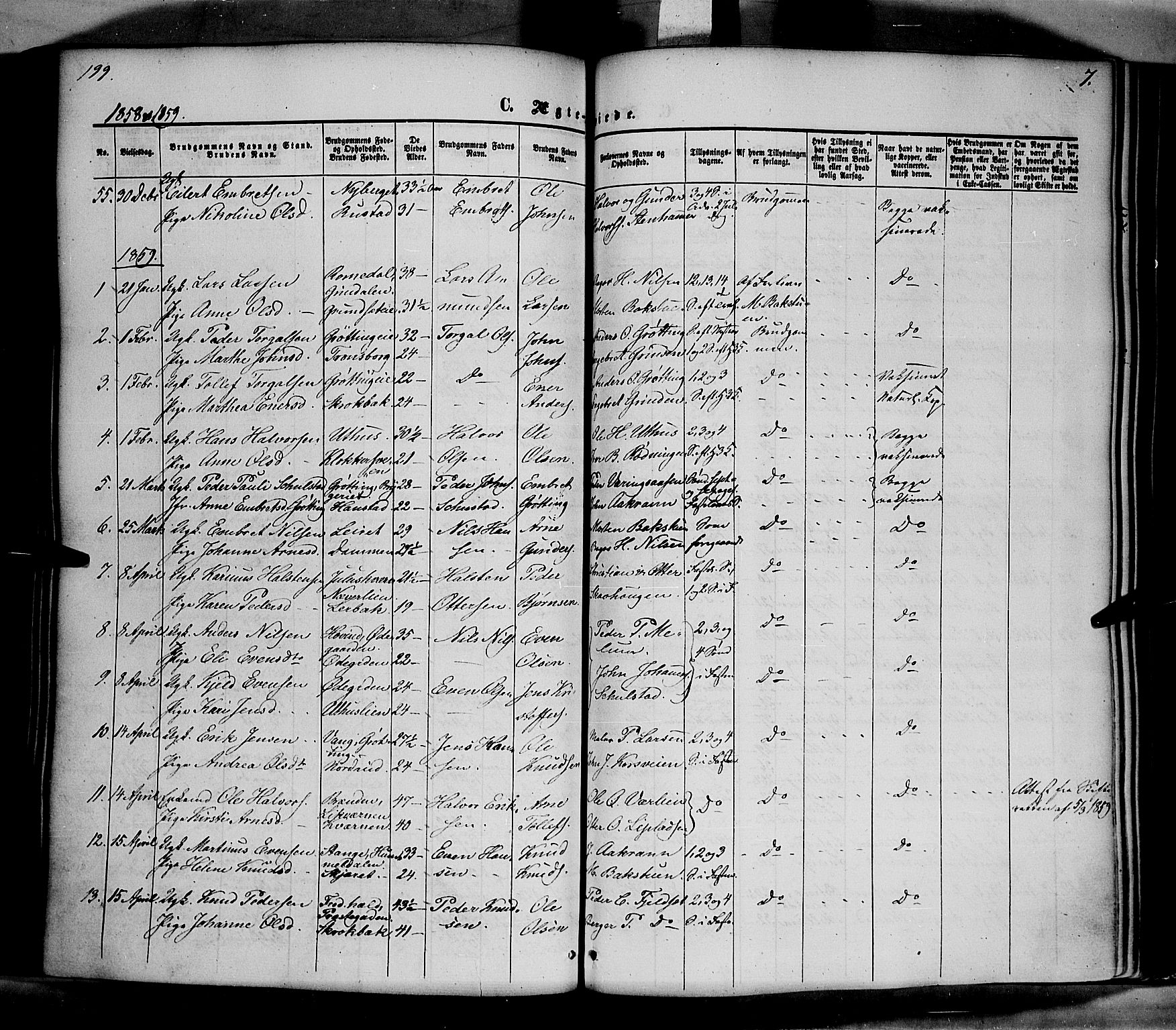 Elverum prestekontor, AV/SAH-PREST-044/H/Ha/Haa/L0010: Parish register (official) no. 10, 1857-1868, p. 199