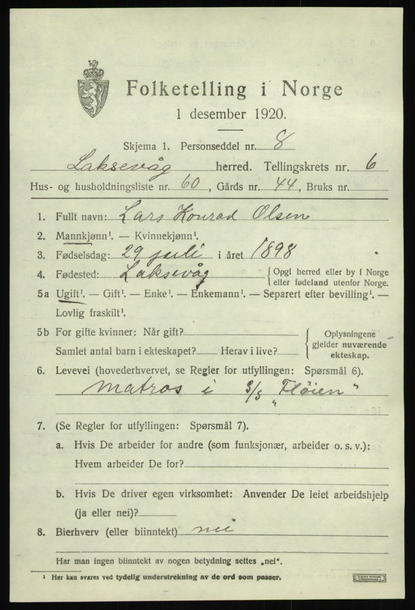 SAB, 1920 census for Laksevåg, 1920, p. 17900