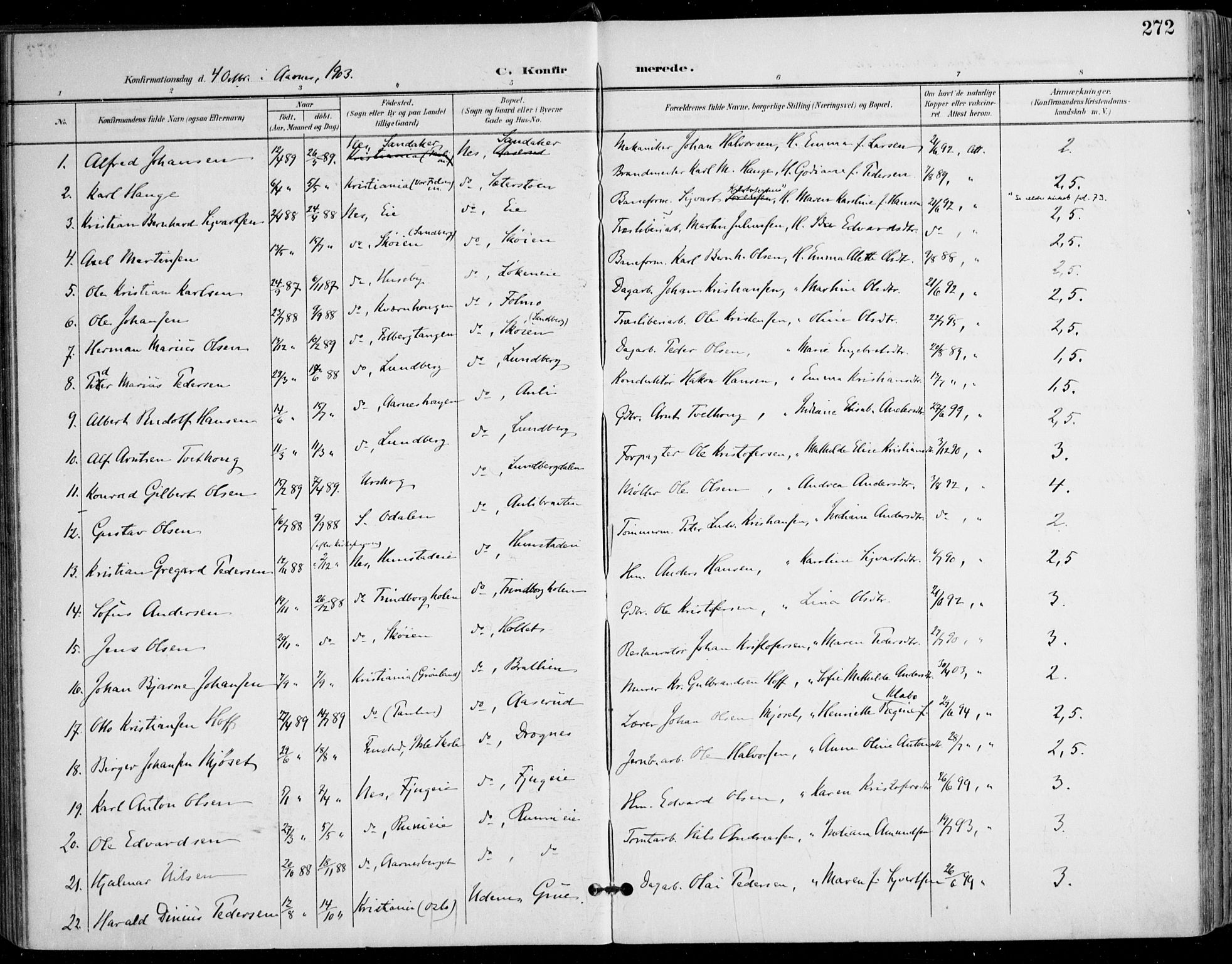 Nes prestekontor Kirkebøker, AV/SAO-A-10410/F/Fa/L0011: Parish register (official) no. I 11, 1899-1918, p. 272