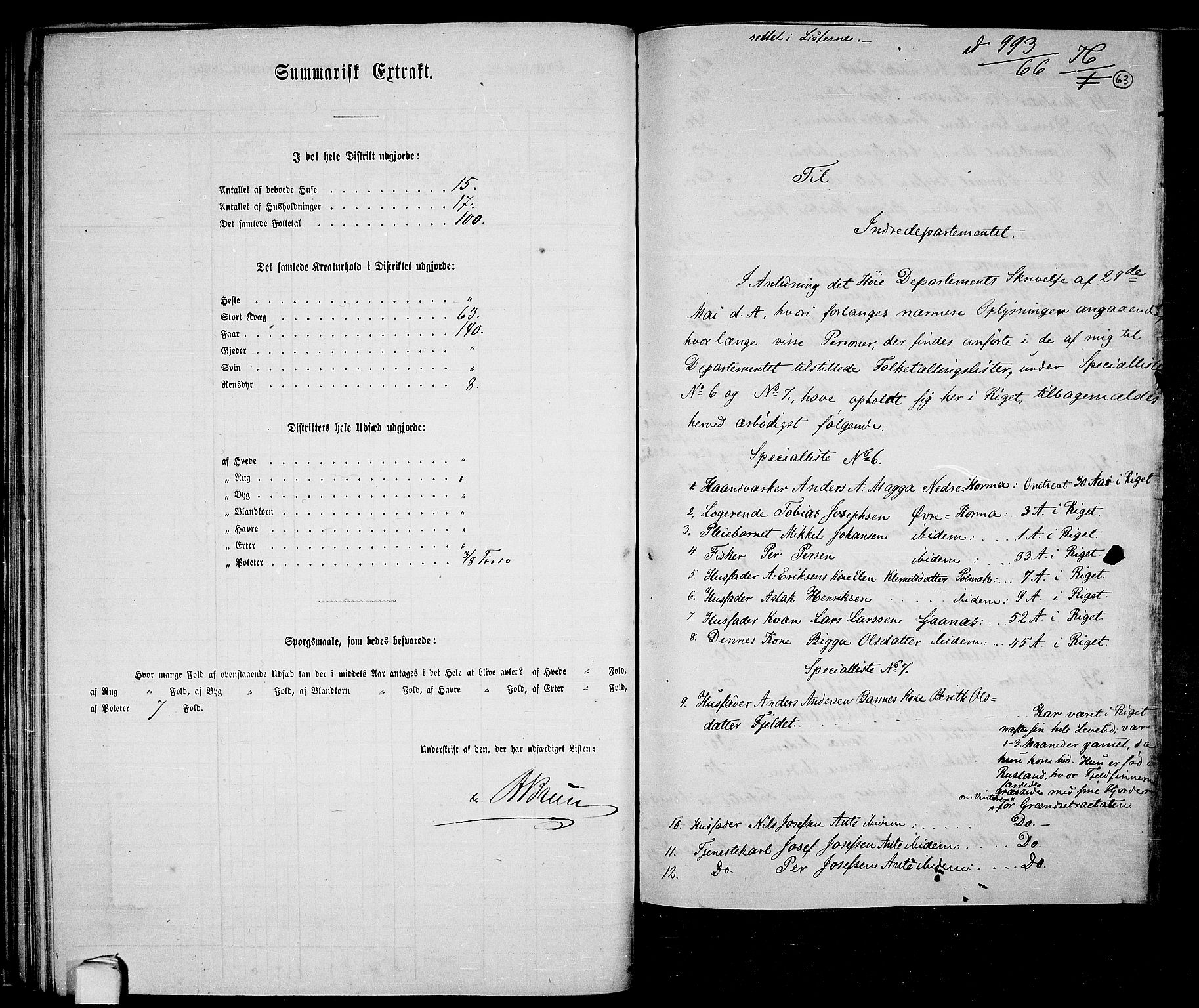 RA, 1865 census for Nesseby, 1865, p. 47