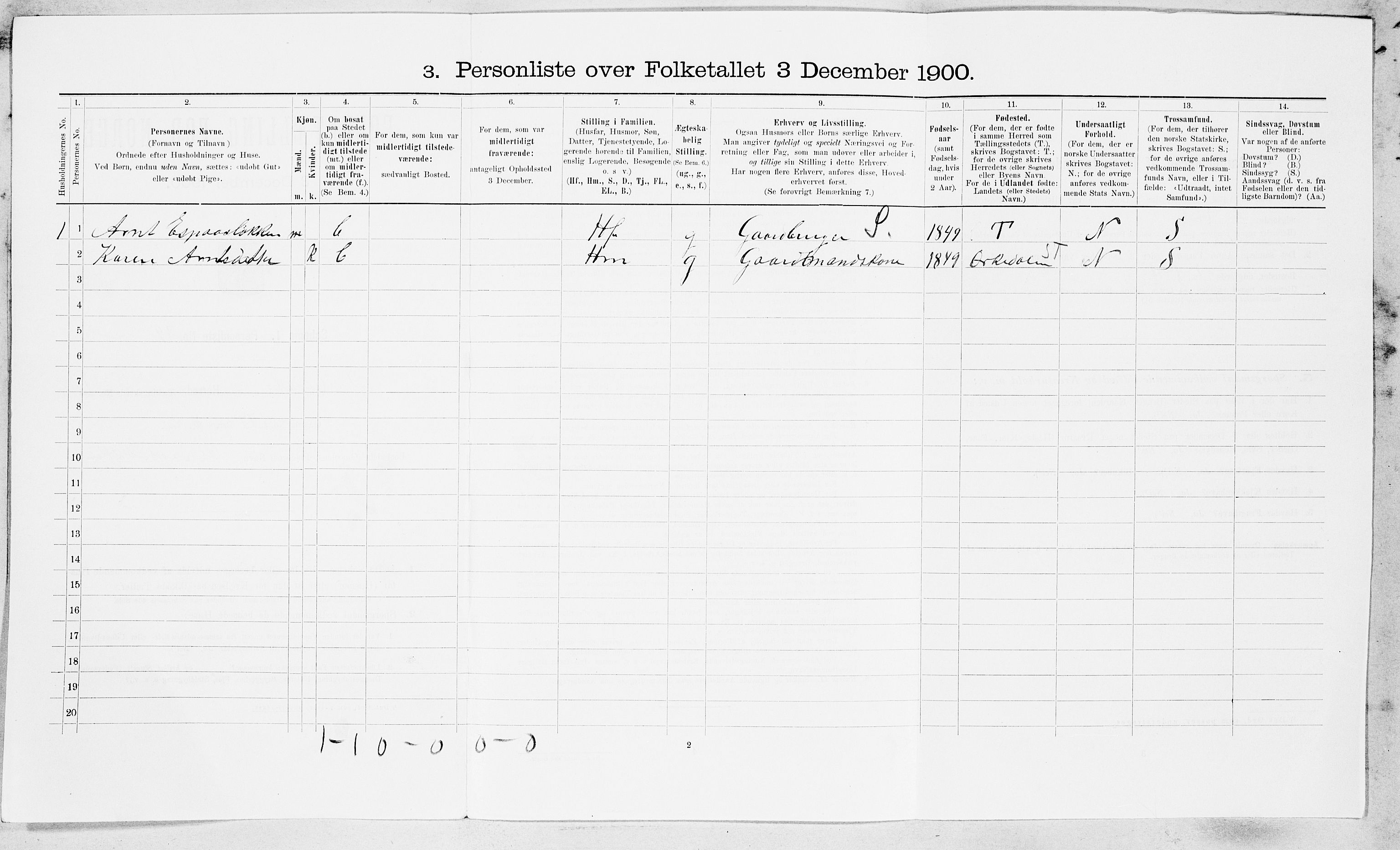 SAT, 1900 census for Meldal, 1900, p. 238