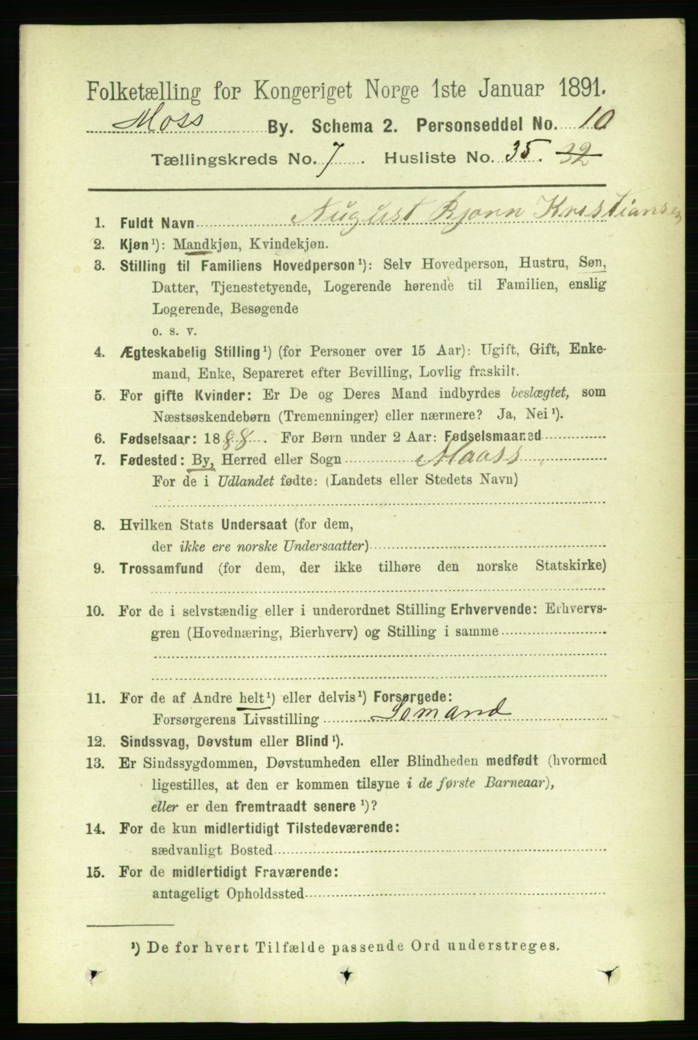 RA, 1891 census for 0104 Moss, 1891, p. 3928