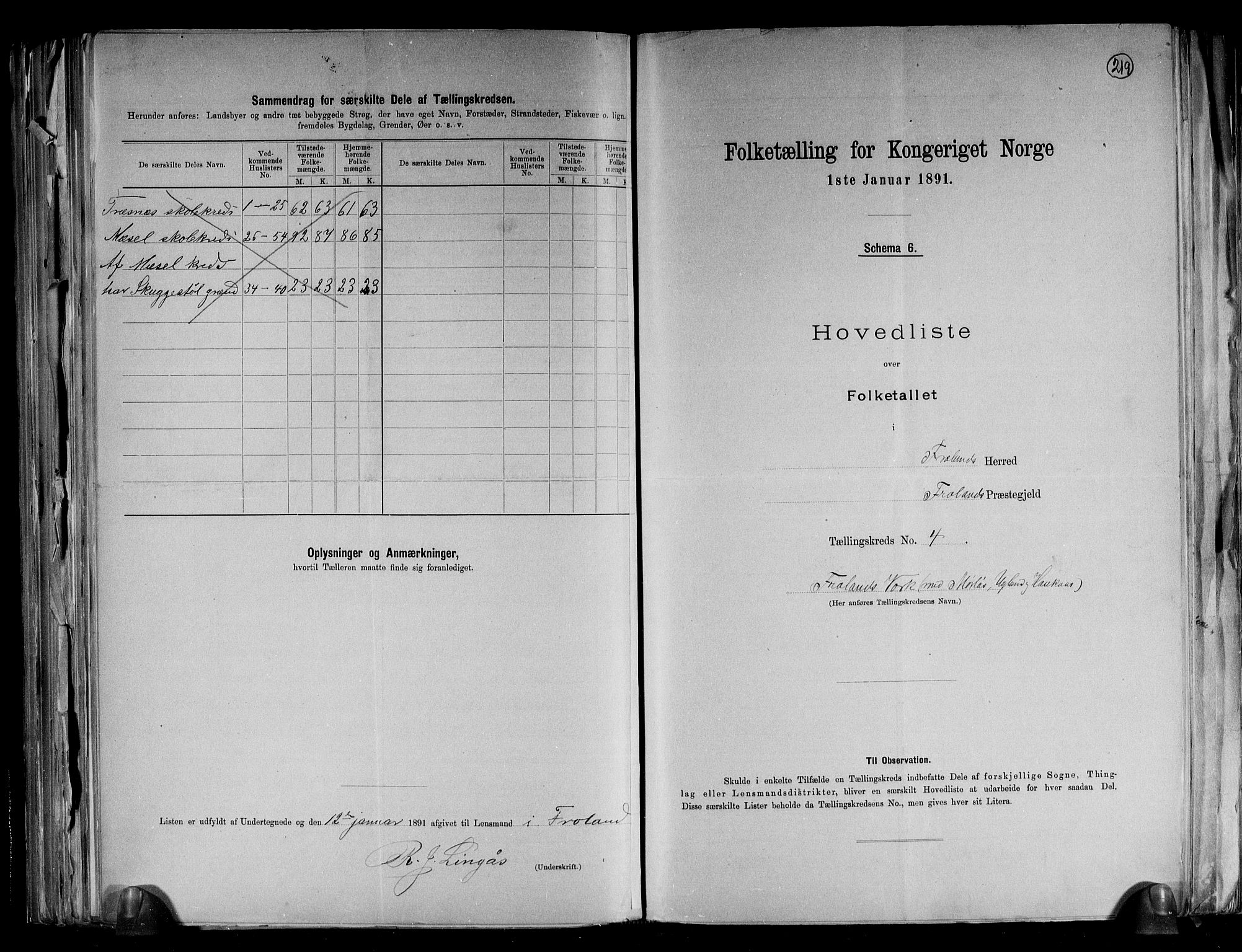 RA, 1891 census for 0919 Froland, 1891, p. 10