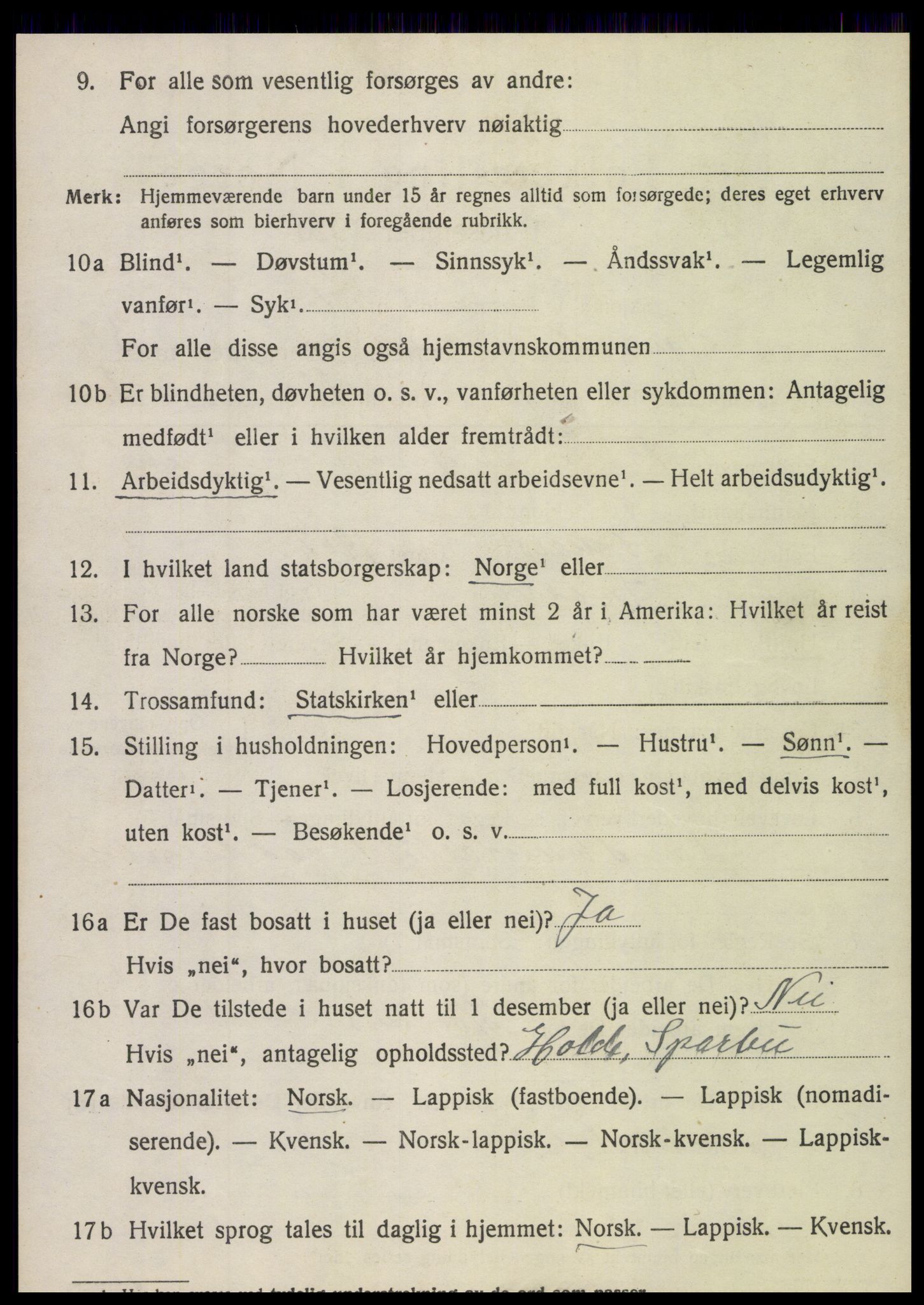 SAT, 1920 census for Sparbu, 1920, p. 4844