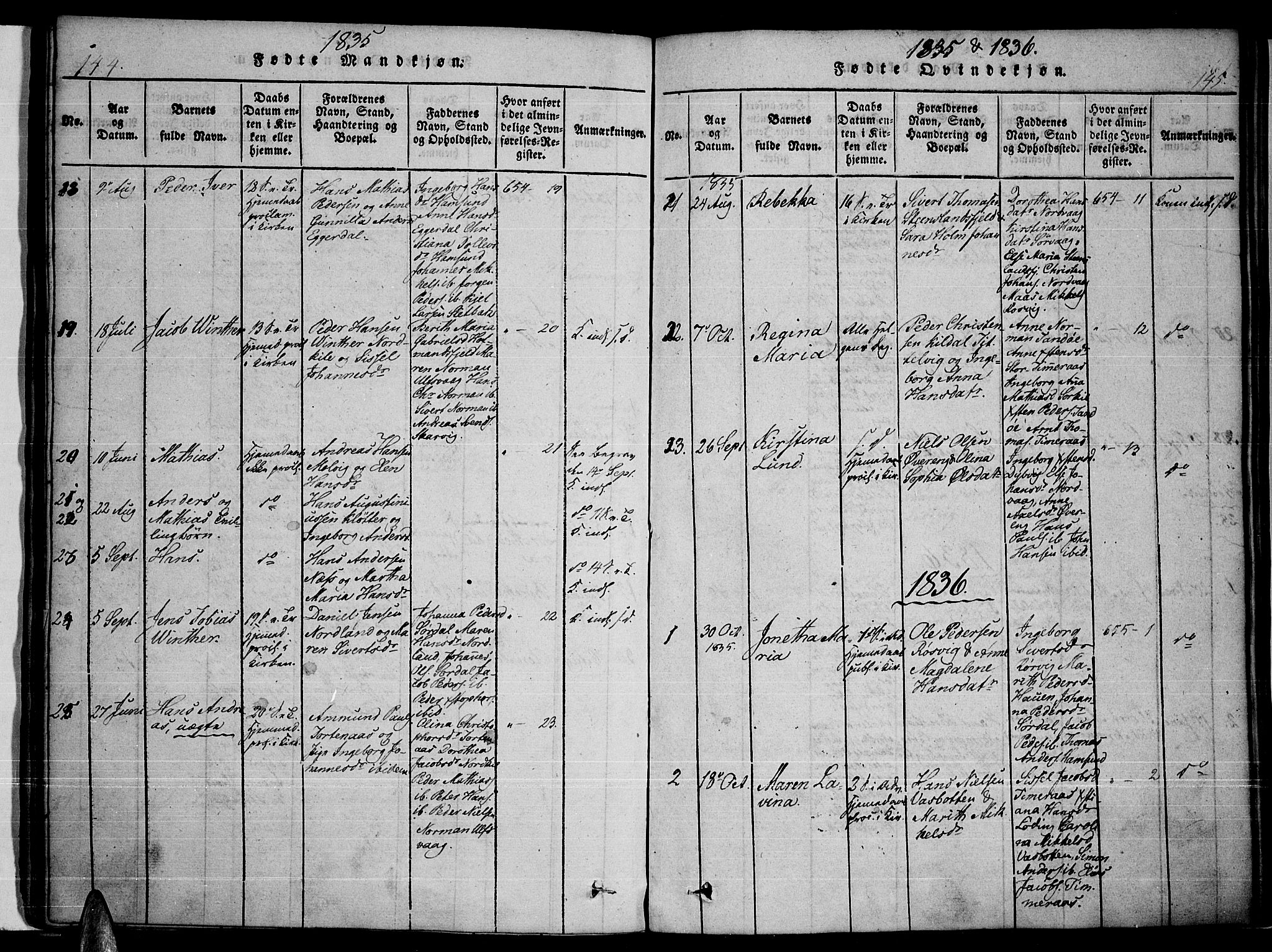 Ministerialprotokoller, klokkerbøker og fødselsregistre - Nordland, AV/SAT-A-1459/859/L0842: Parish register (official) no. 859A02, 1821-1839, p. 144-145