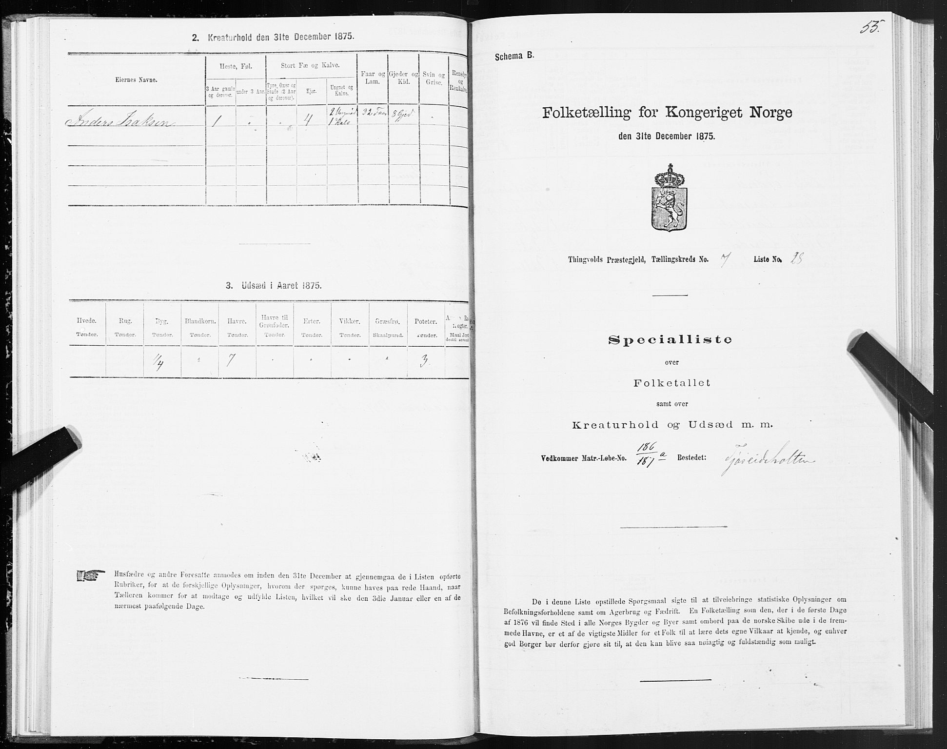 SAT, 1875 census for 1560P Tingvoll, 1875, p. 3055