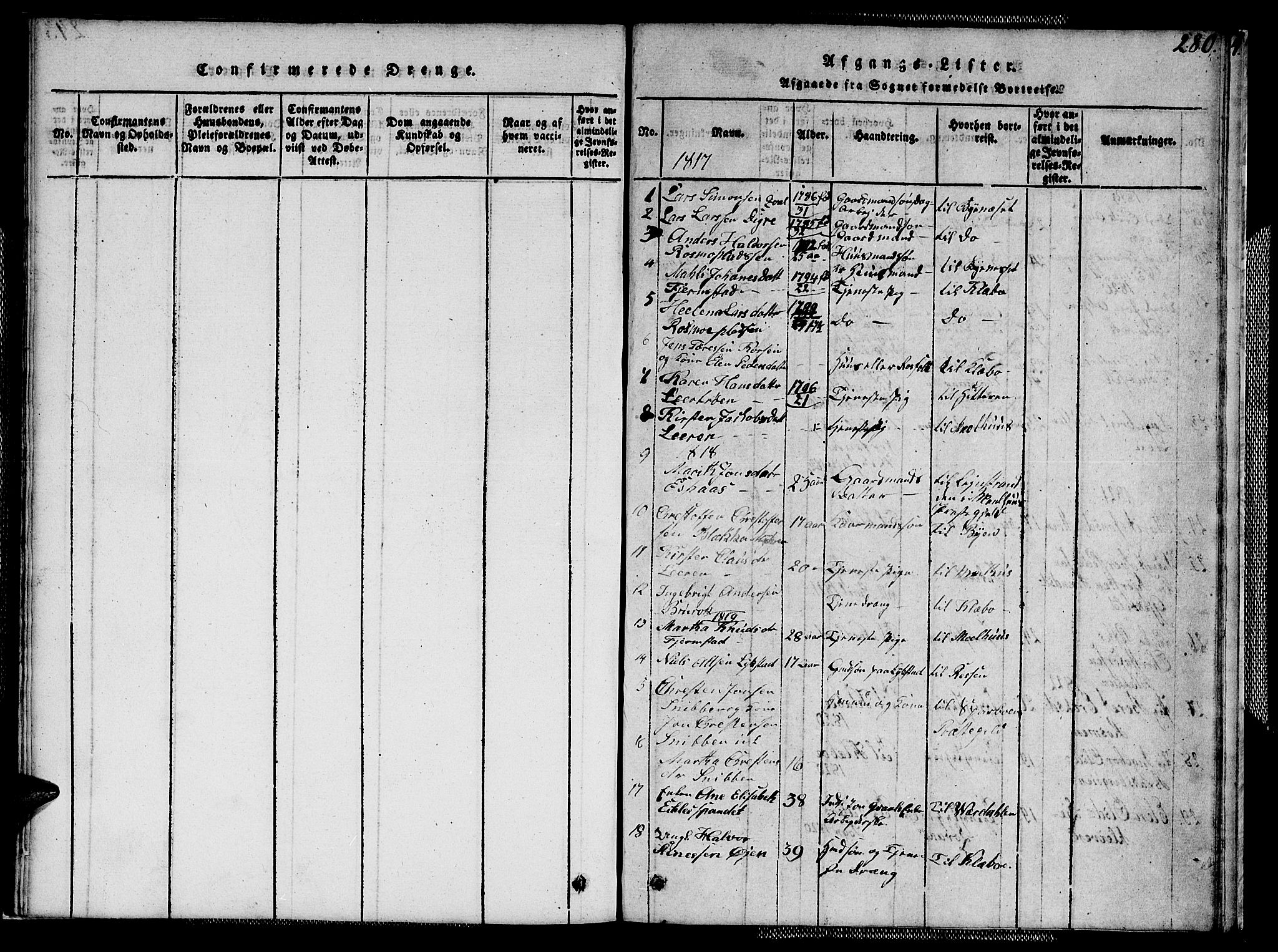 Ministerialprotokoller, klokkerbøker og fødselsregistre - Sør-Trøndelag, AV/SAT-A-1456/608/L0336: Parish register (copy) no. 608C02, 1817-1827, p. 280