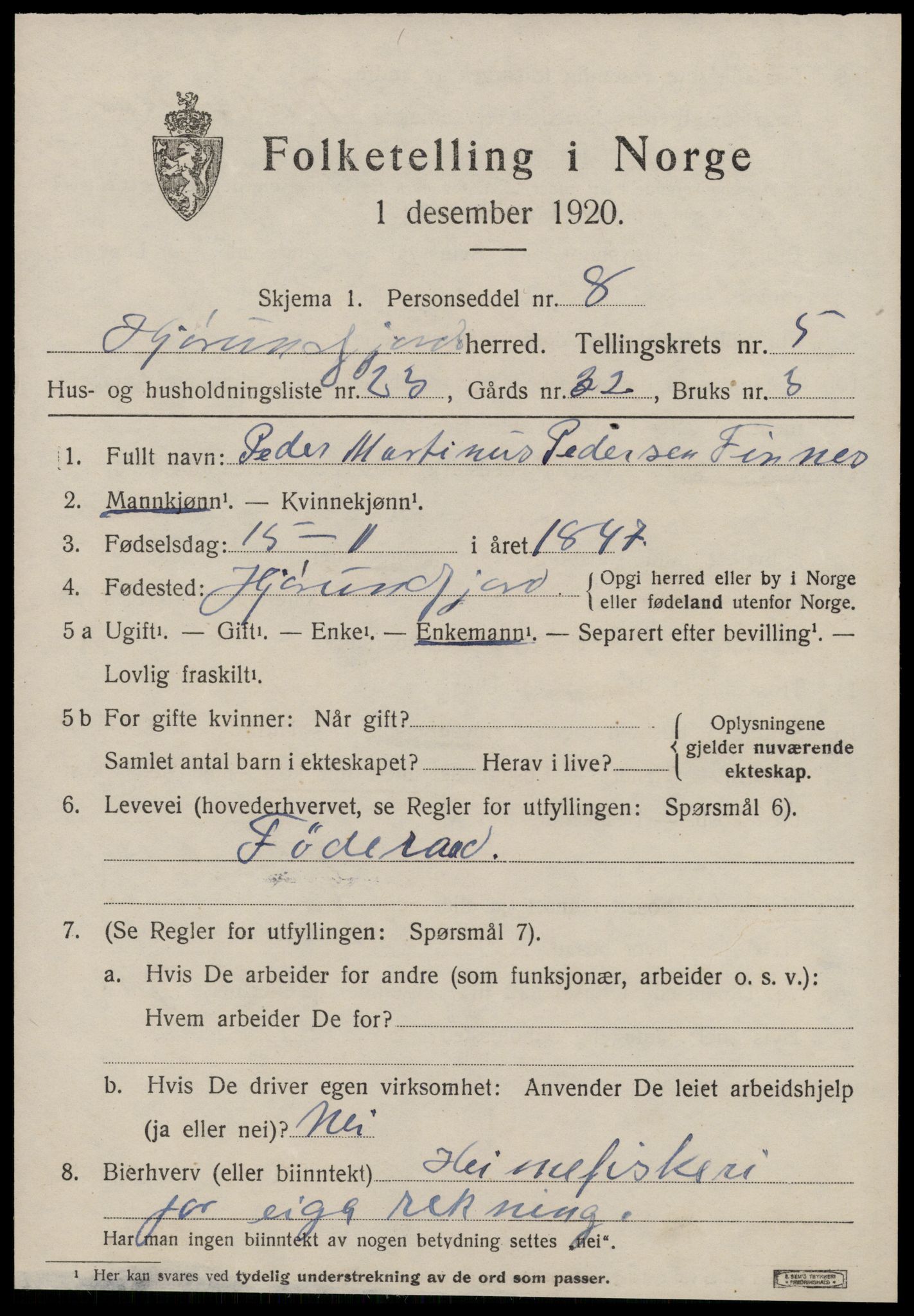 SAT, 1920 census for Hjørundfjord, 1920, p. 2111