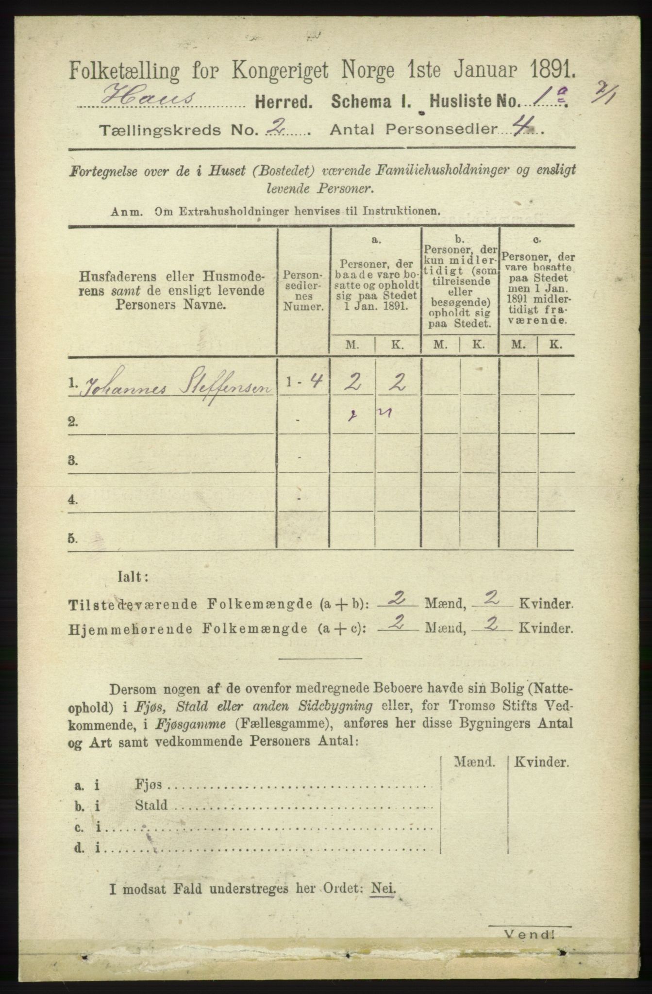 RA, 1891 census for 1250 Haus, 1891, p. 449