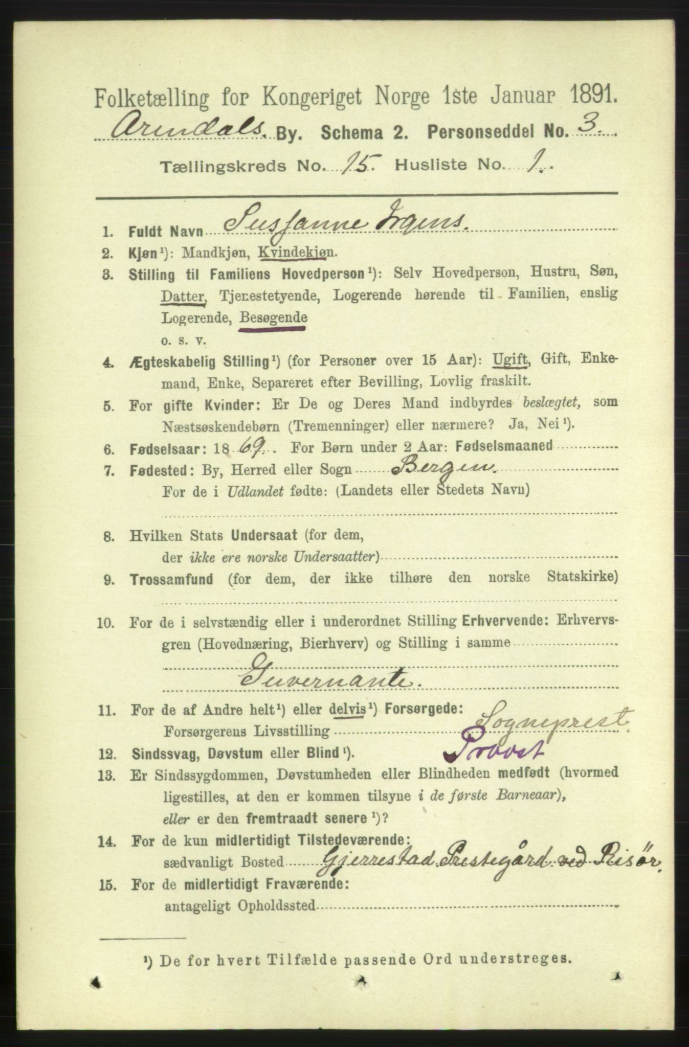 RA, 1891 census for 0903 Arendal, 1891, p. 5029