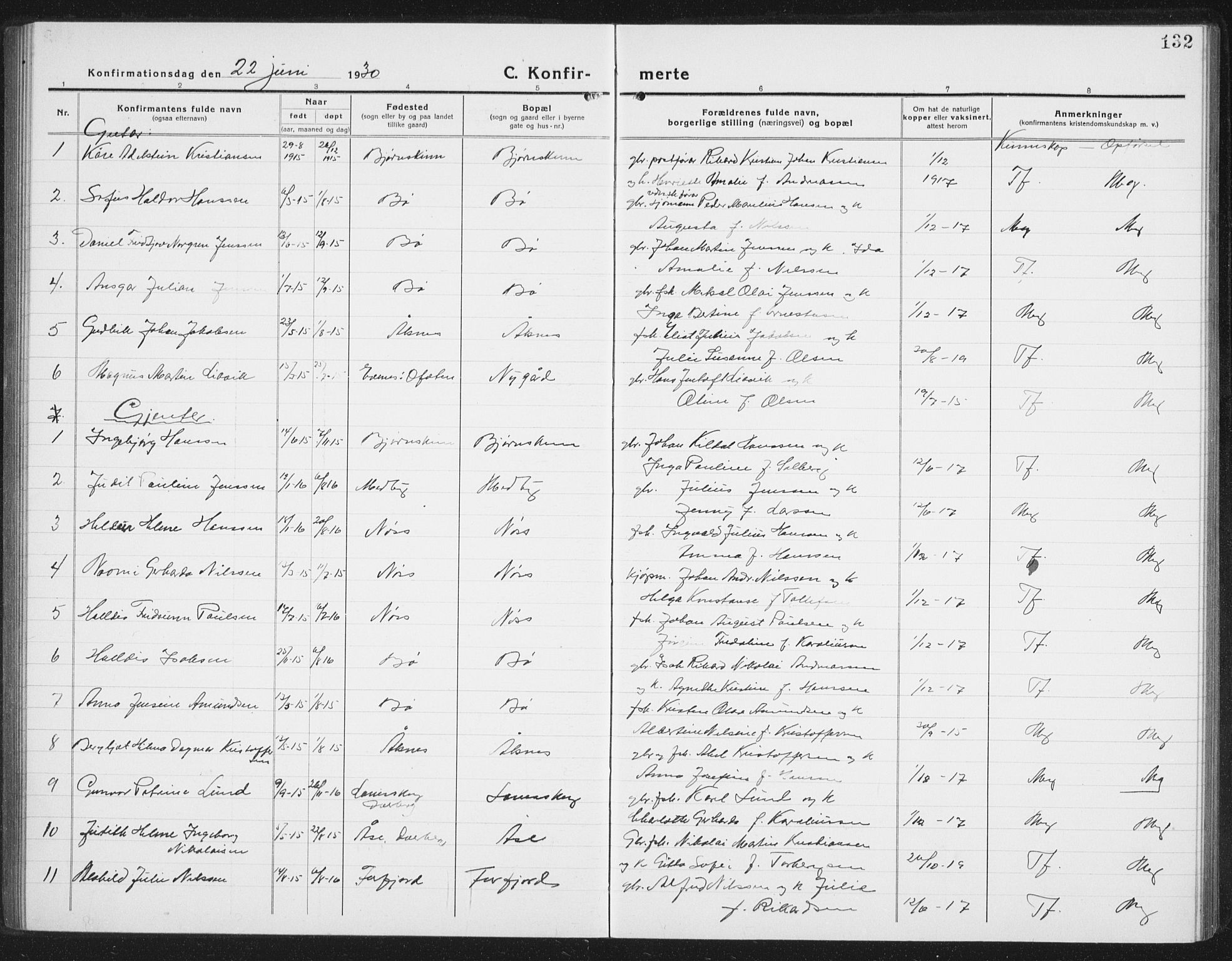 Ministerialprotokoller, klokkerbøker og fødselsregistre - Nordland, AV/SAT-A-1459/898/L1428: Parish register (copy) no. 898C03, 1918-1938, p. 132