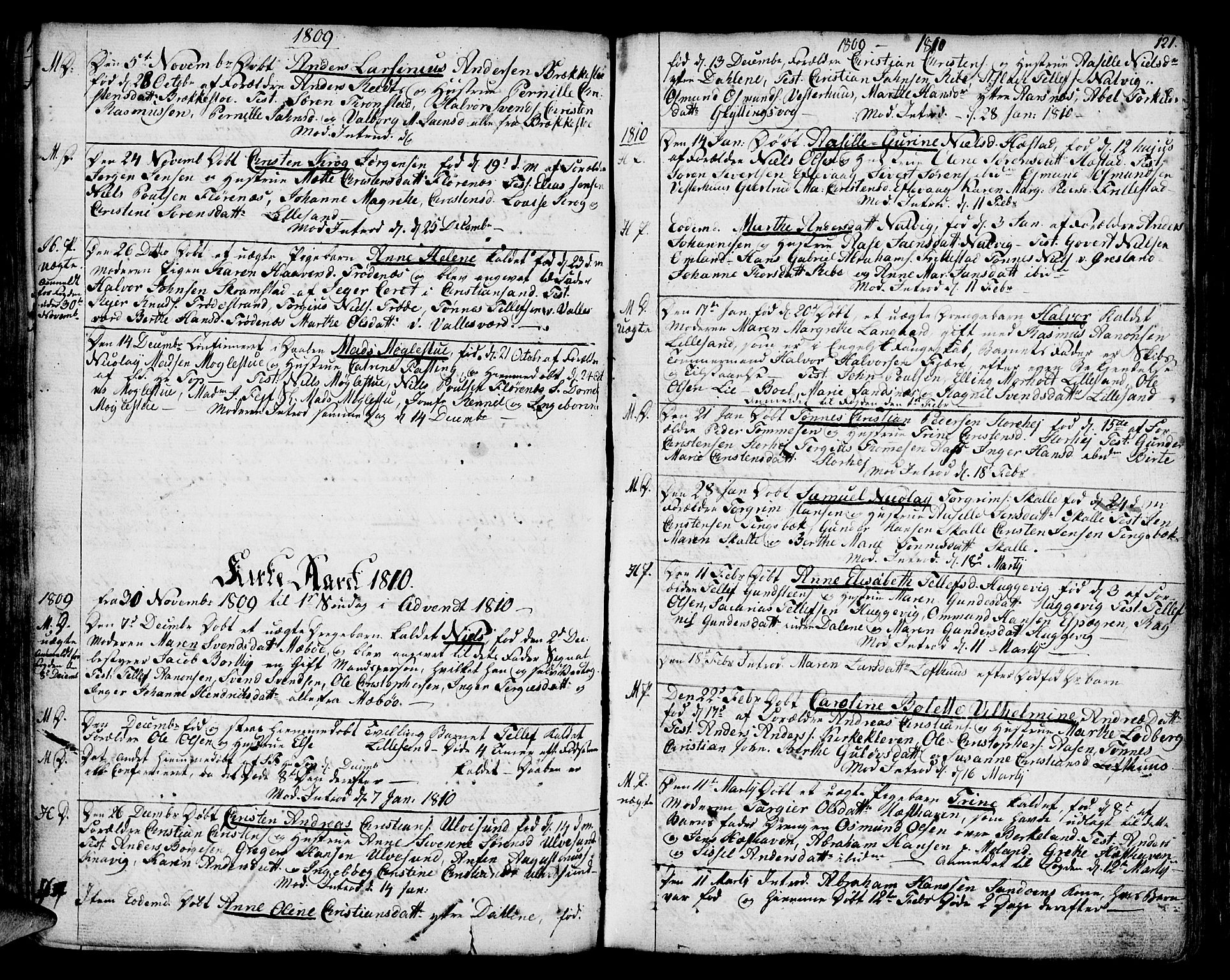 Vestre Moland sokneprestkontor, SAK/1111-0046/F/Fa/Fab/L0002: Parish register (official) no. A 2, 1760-1816, p. 121