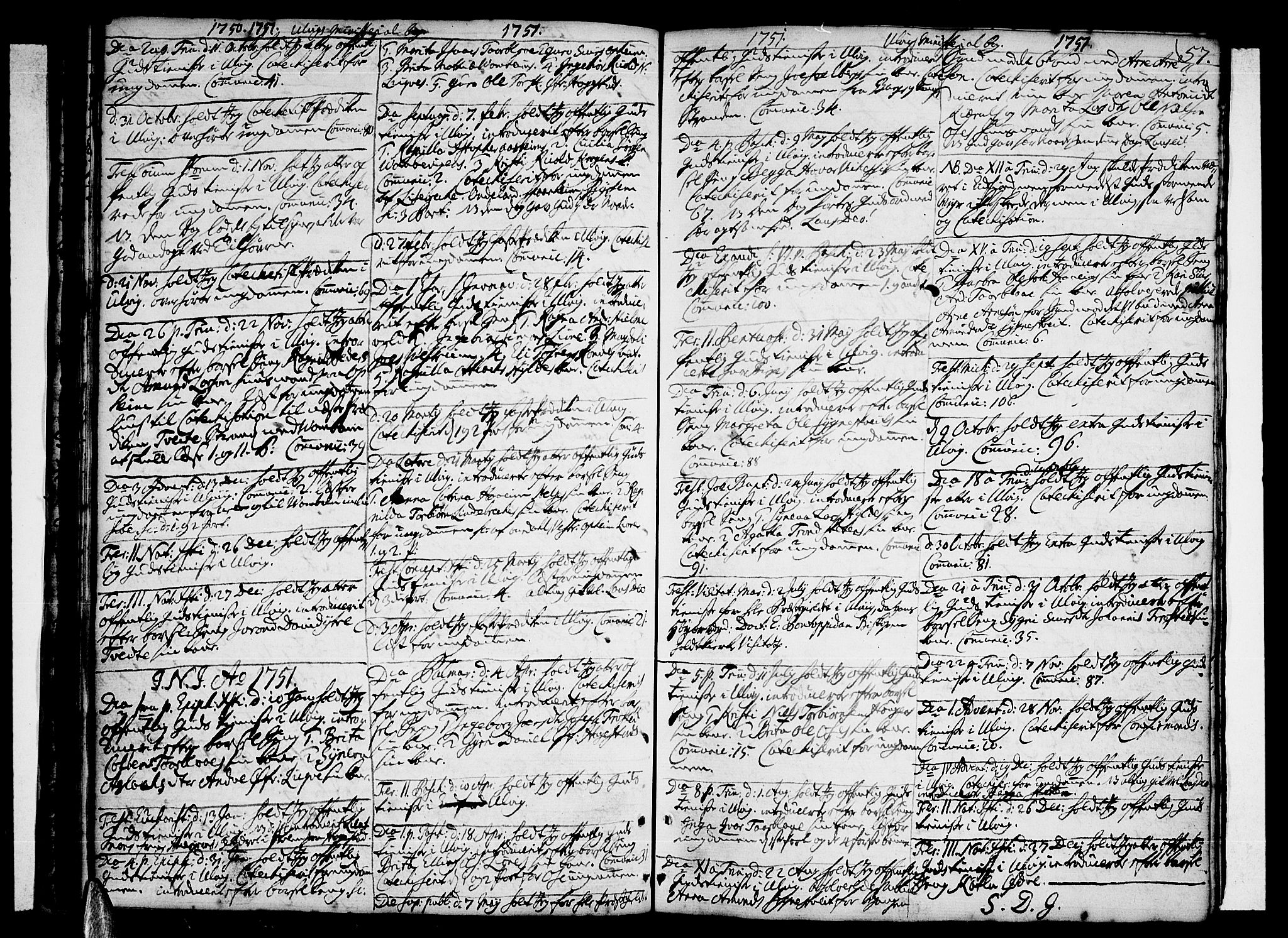 Ulvik sokneprestembete, SAB/A-78801/H/Haa: Parish register (official) no. A 10, 1745-1792, p. 57