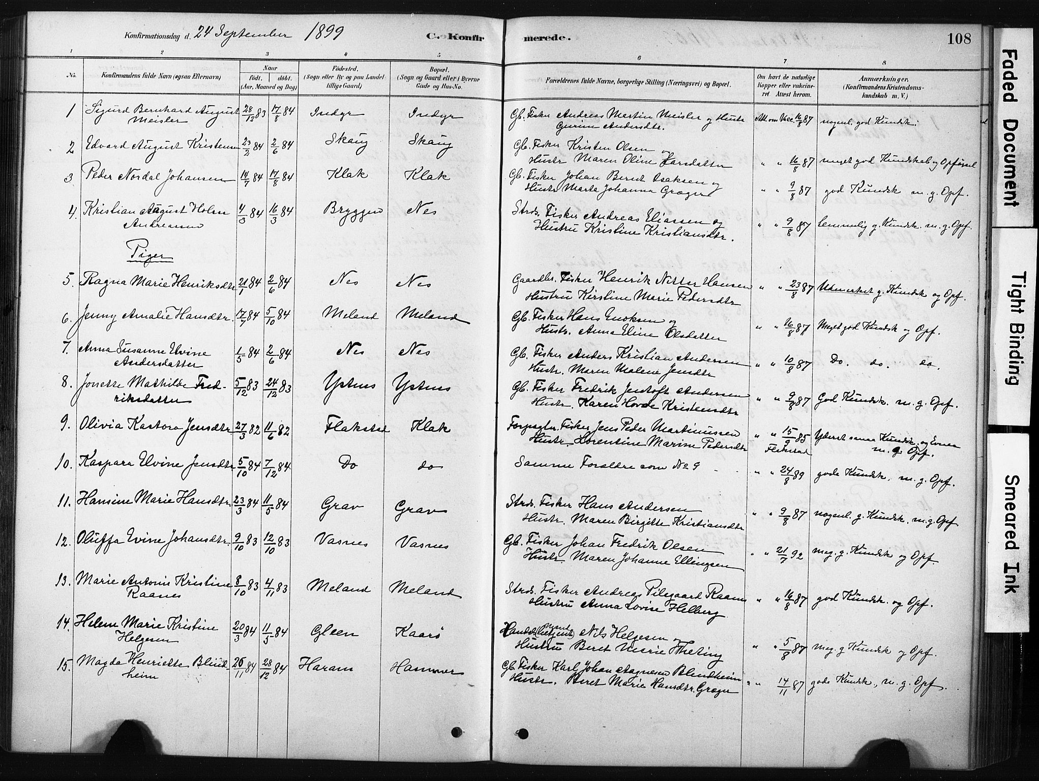 Ministerialprotokoller, klokkerbøker og fødselsregistre - Nordland, AV/SAT-A-1459/808/L0128: Parish register (official) no. 808A01, 1880-1902, p. 108