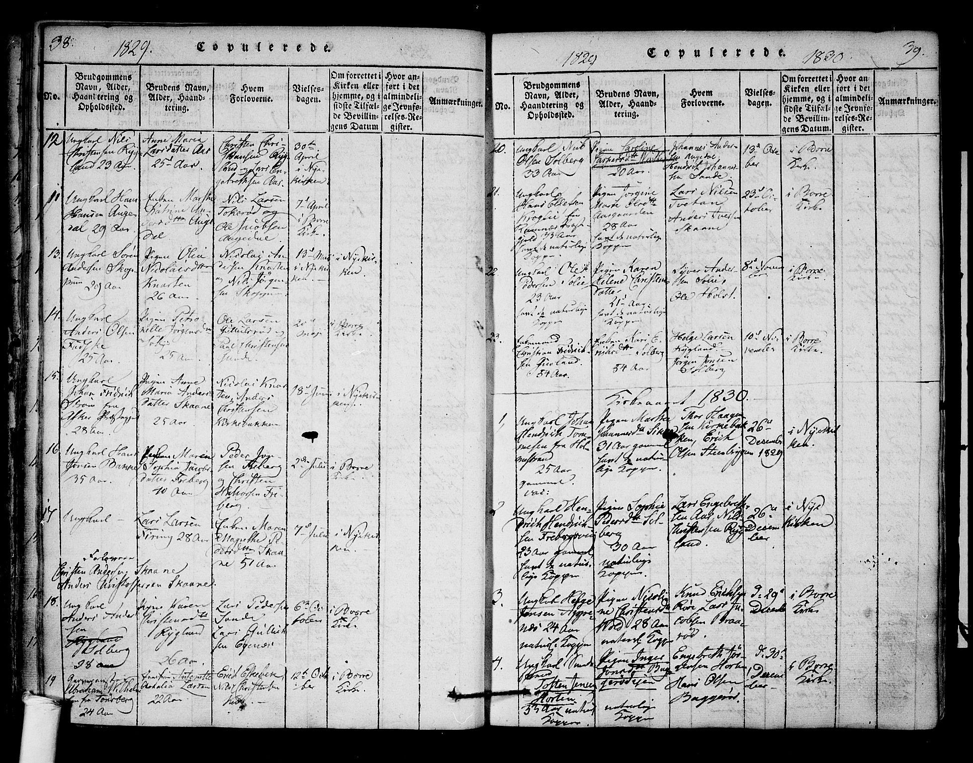 Borre kirkebøker, AV/SAKO-A-338/F/Fa/L0004: Parish register (official) no. I 4, 1815-1845, p. 38-39