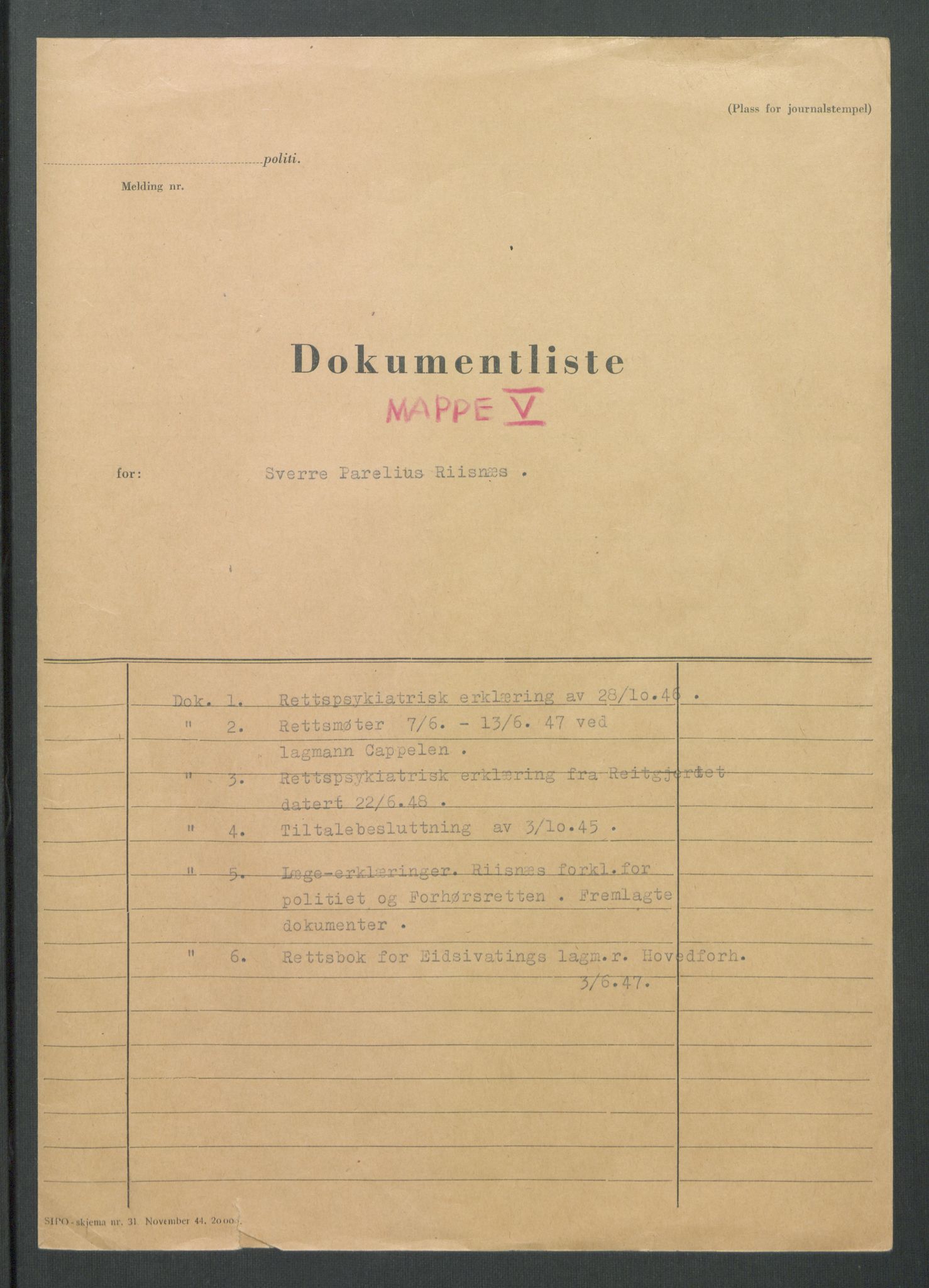 Landssvikarkivet, Oslo politikammer, AV/RA-S-3138-01/D/Di/L0001: Anr. 1559, 1945-1947, p. 1591