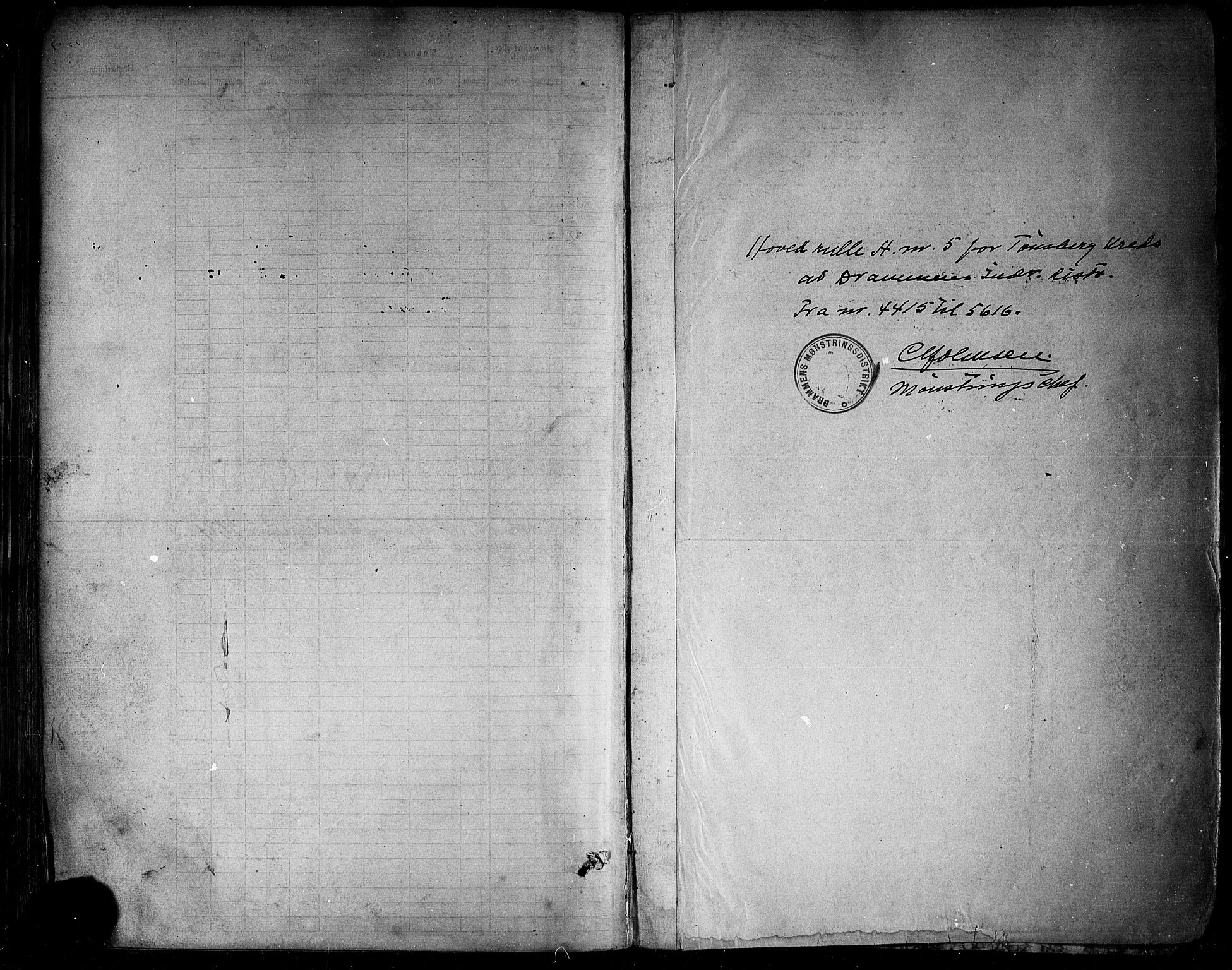 Tønsberg innrulleringskontor, SAKO/A-786/F/Fc/Fcb/L0005: Hovedrulle Patent nr. 4415-5616, 1871, p. 607