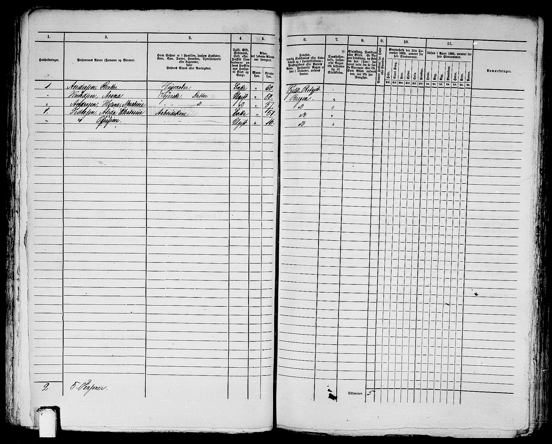 RA, 1865 census for Bergen, 1865, p. 714