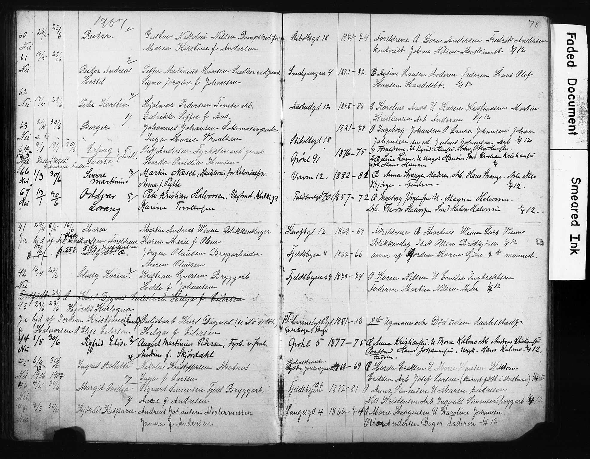 Strømsø kirkebøker, AV/SAKO-A-246/Y/Ya/L0006: Parish register draft no. I 6, 1903-1915, p. 78