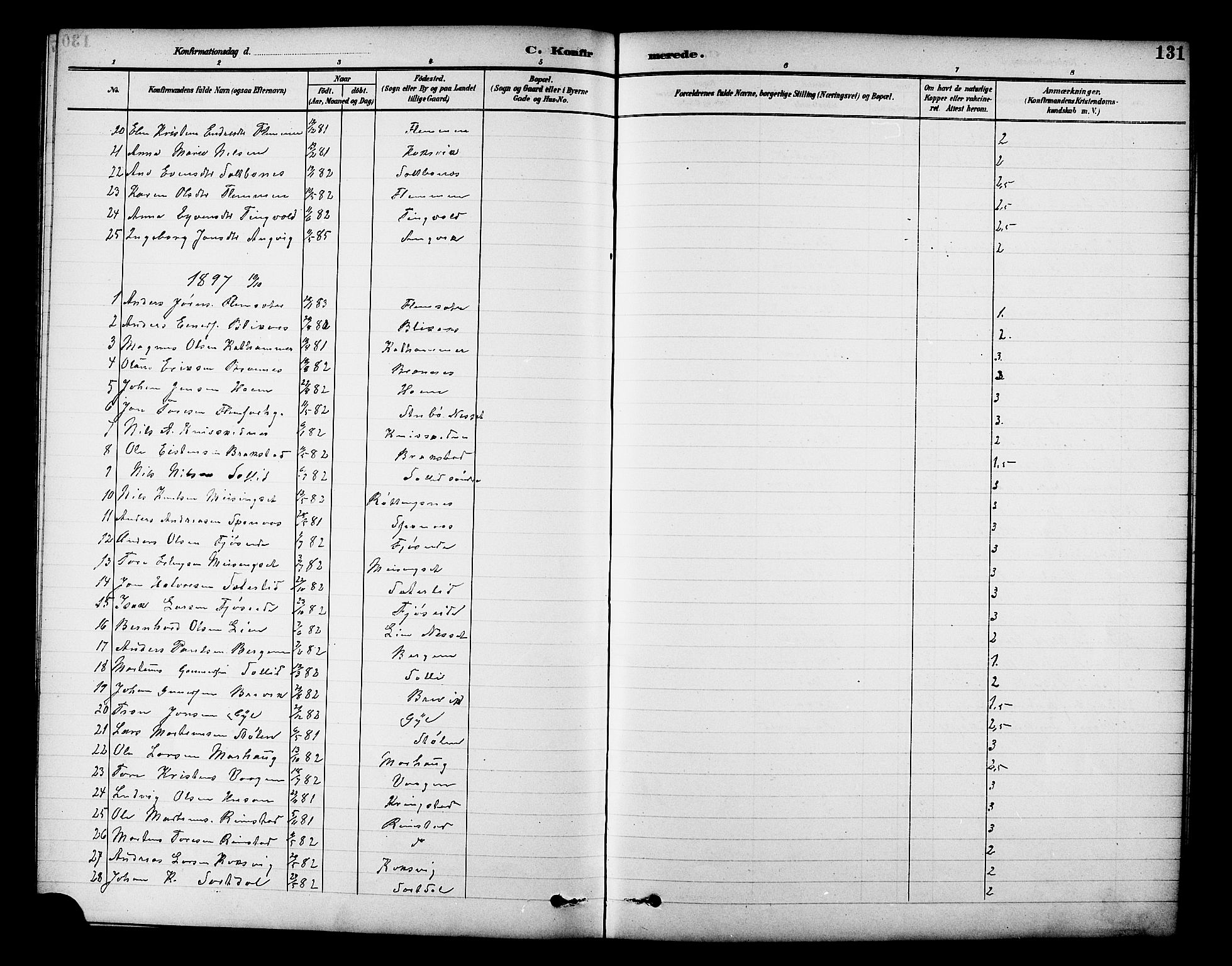 Ministerialprotokoller, klokkerbøker og fødselsregistre - Møre og Romsdal, AV/SAT-A-1454/586/L0992: Parish register (copy) no. 586C03, 1892-1909, p. 131