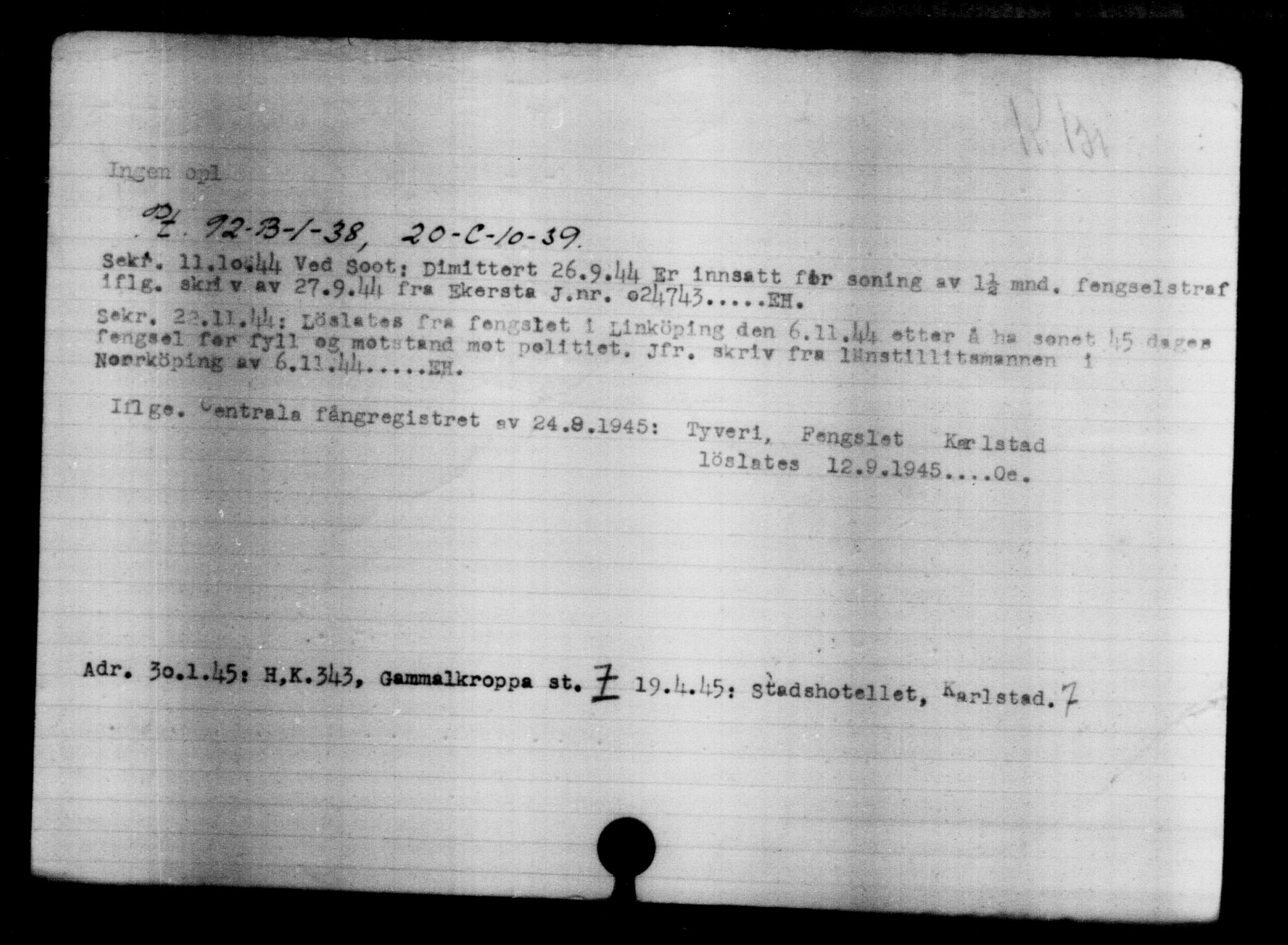 Den Kgl. Norske Legasjons Flyktningskontor, AV/RA-S-6753/V/Va/L0004: Kjesäterkartoteket.  Flyktningenr. 3496-6610, 1940-1945, p. 2483