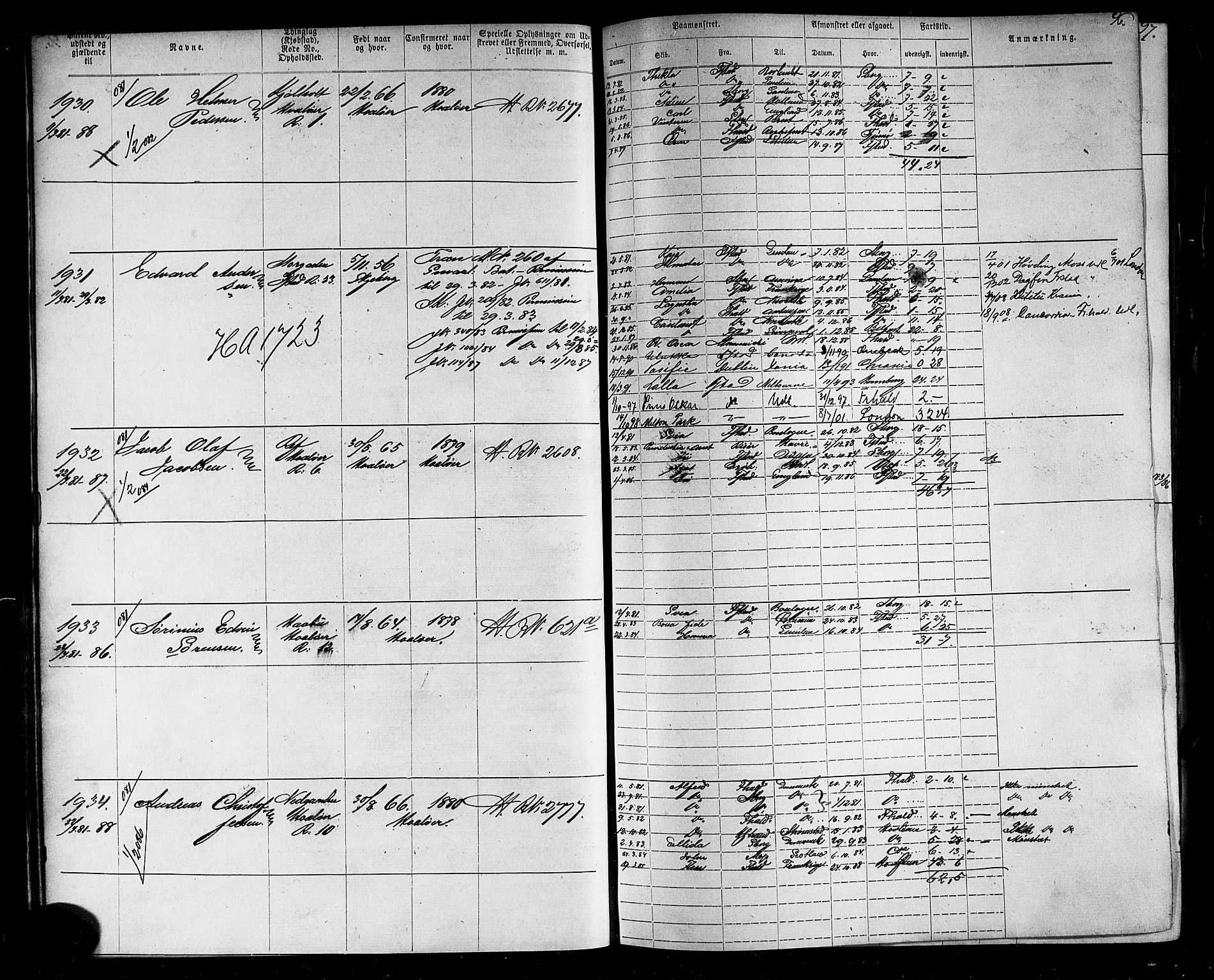 Fredrikstad mønstringskontor, AV/SAO-A-10569b/F/Fc/Fca/L0005: Annotasjonsrulle, 1884-1899, p. 100