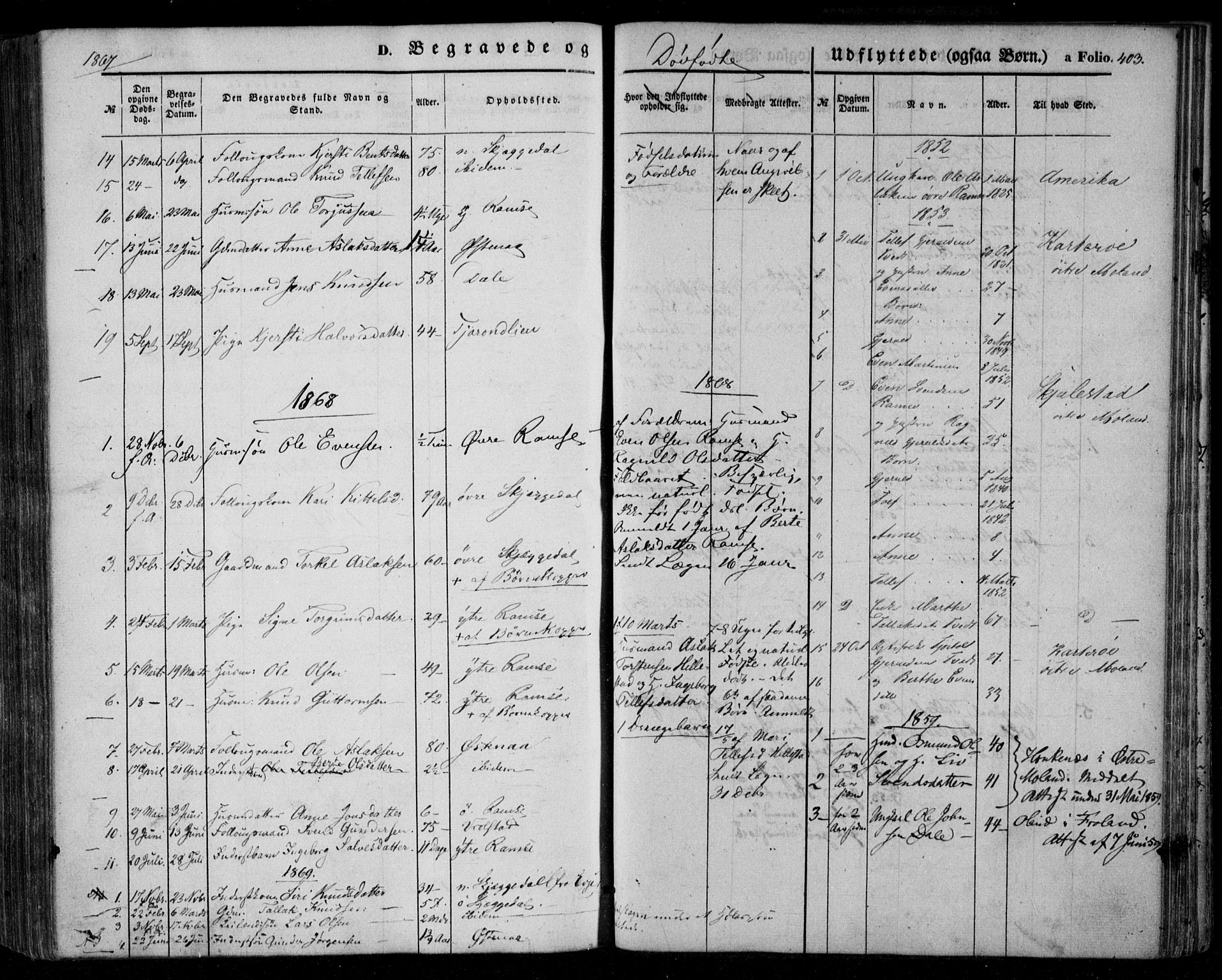 Åmli sokneprestkontor, AV/SAK-1111-0050/F/Fa/Fac/L0008: Parish register (official) no. A 8, 1852-1869, p. 403