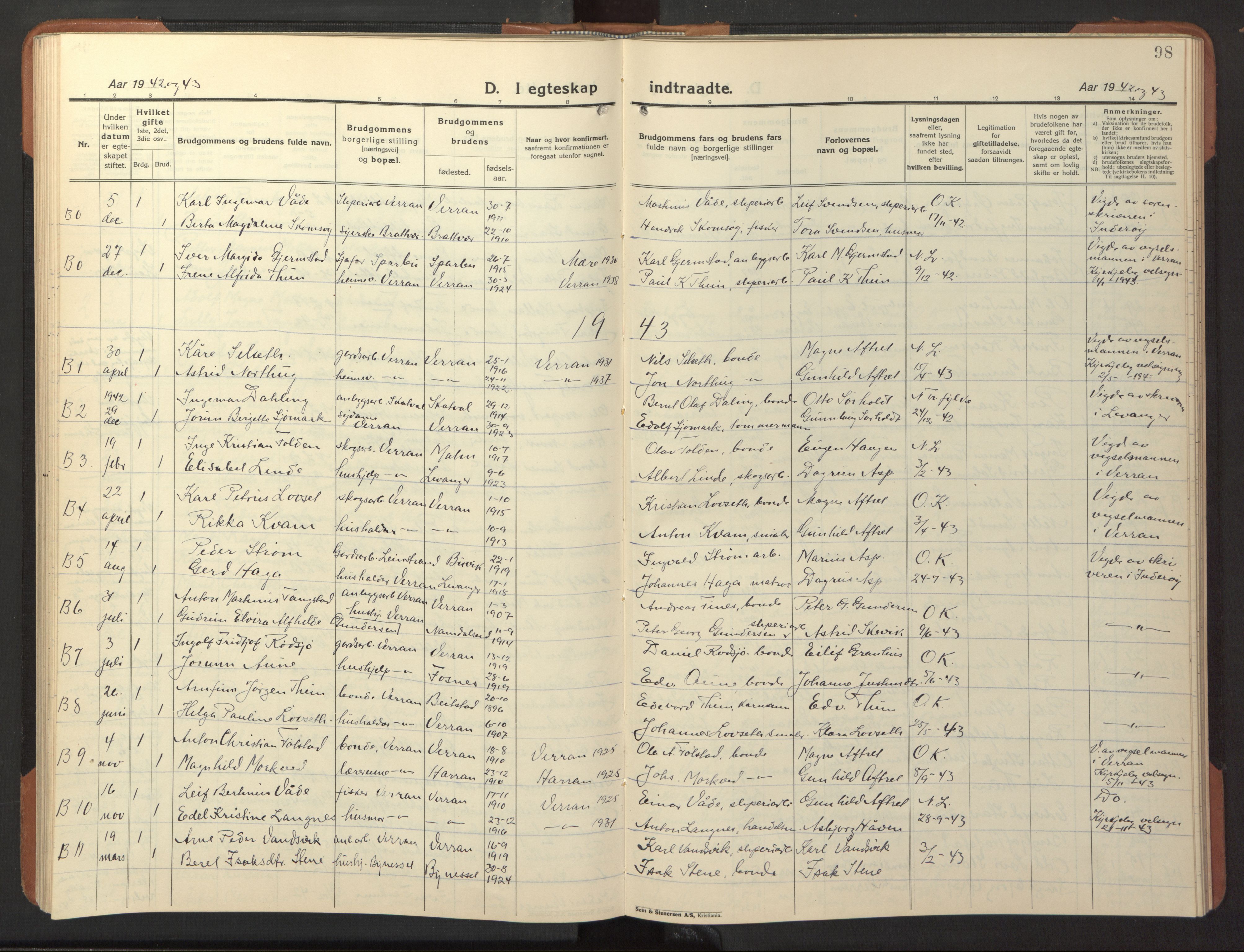 Ministerialprotokoller, klokkerbøker og fødselsregistre - Nord-Trøndelag, SAT/A-1458/744/L0425: Parish register (copy) no. 744C04, 1924-1947, p. 98