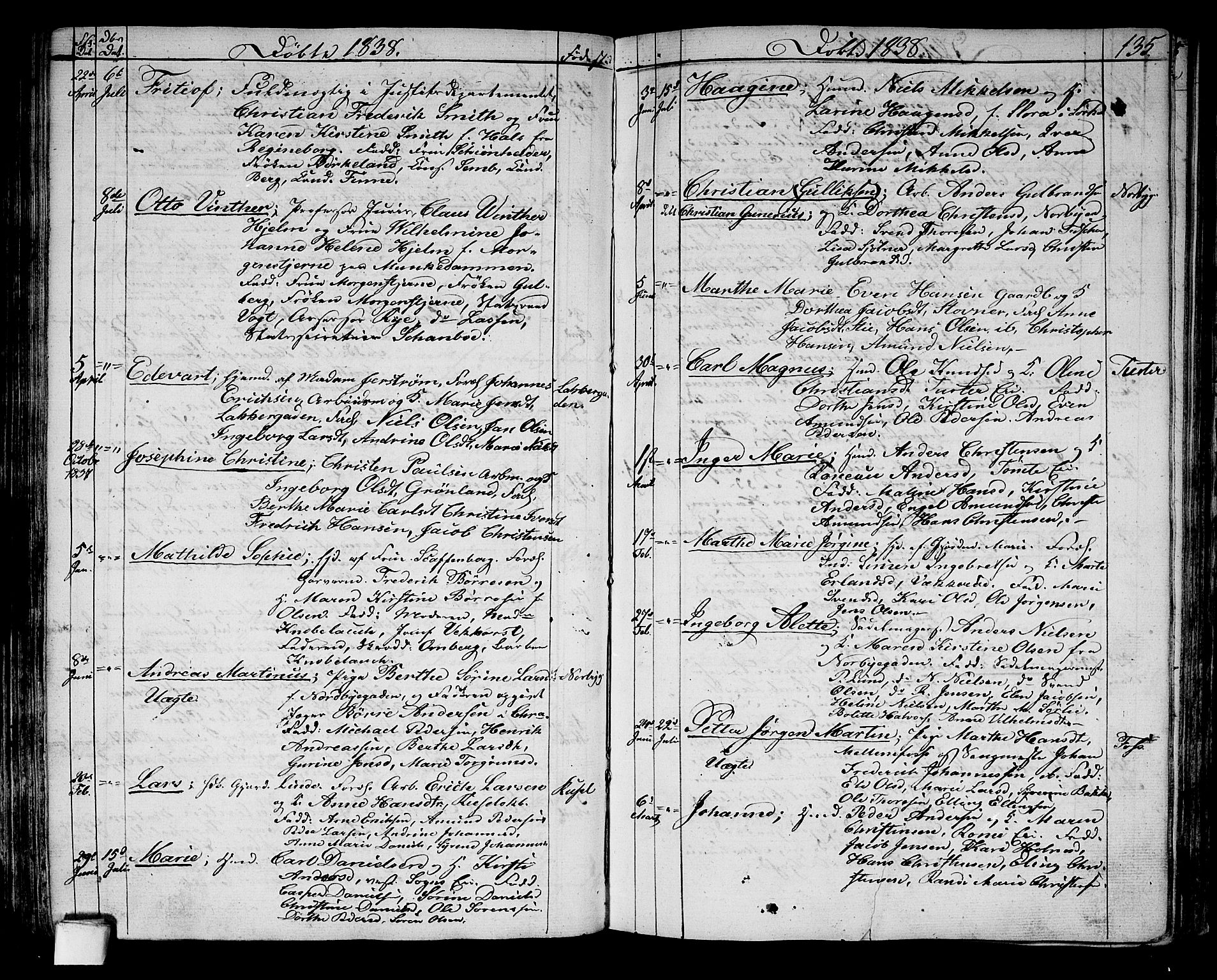 Aker prestekontor kirkebøker, AV/SAO-A-10861/G/L0006: Parish register (copy) no. 6, 1830-1838, p. 135