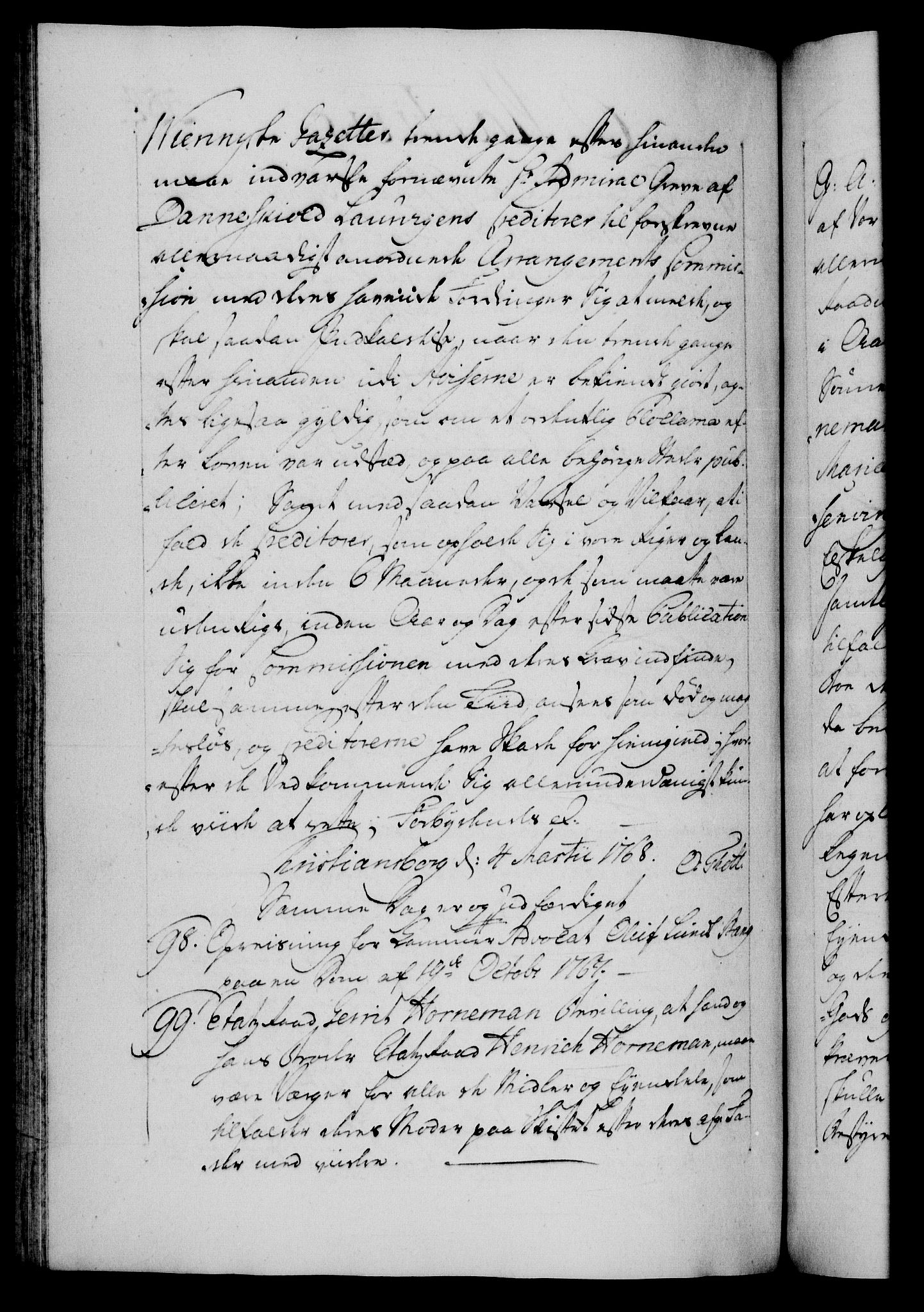 Danske Kanselli 1572-1799, AV/RA-EA-3023/F/Fc/Fca/Fcaa/L0043: Norske registre, 1766-1768, p. 554b