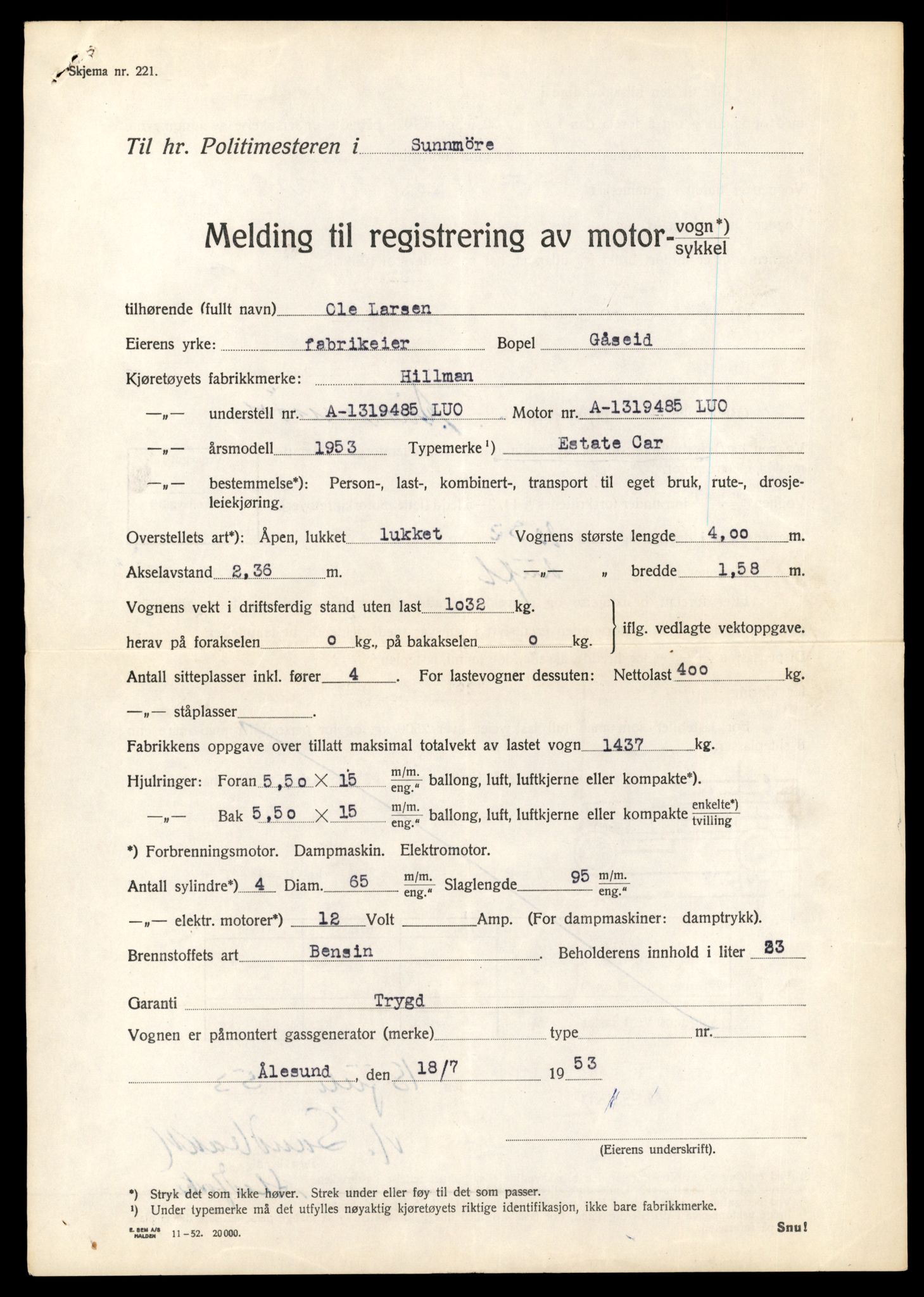 Møre og Romsdal vegkontor - Ålesund trafikkstasjon, SAT/A-4099/F/Fe/L0044: Registreringskort for kjøretøy T 14205 - T 14319, 1927-1998, p. 724