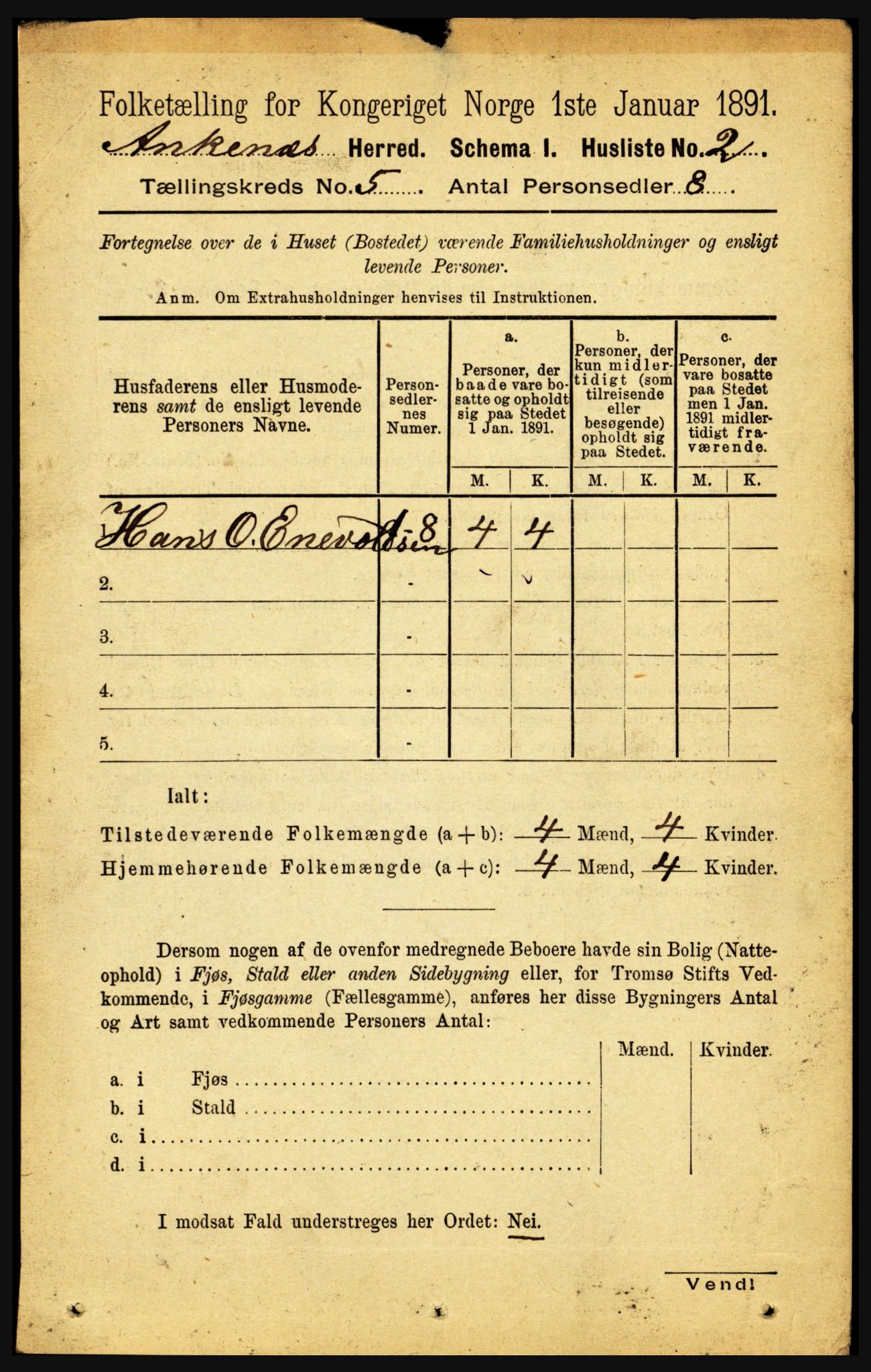 RA, 1891 census for 1855 Ankenes, 1891, p. 2670