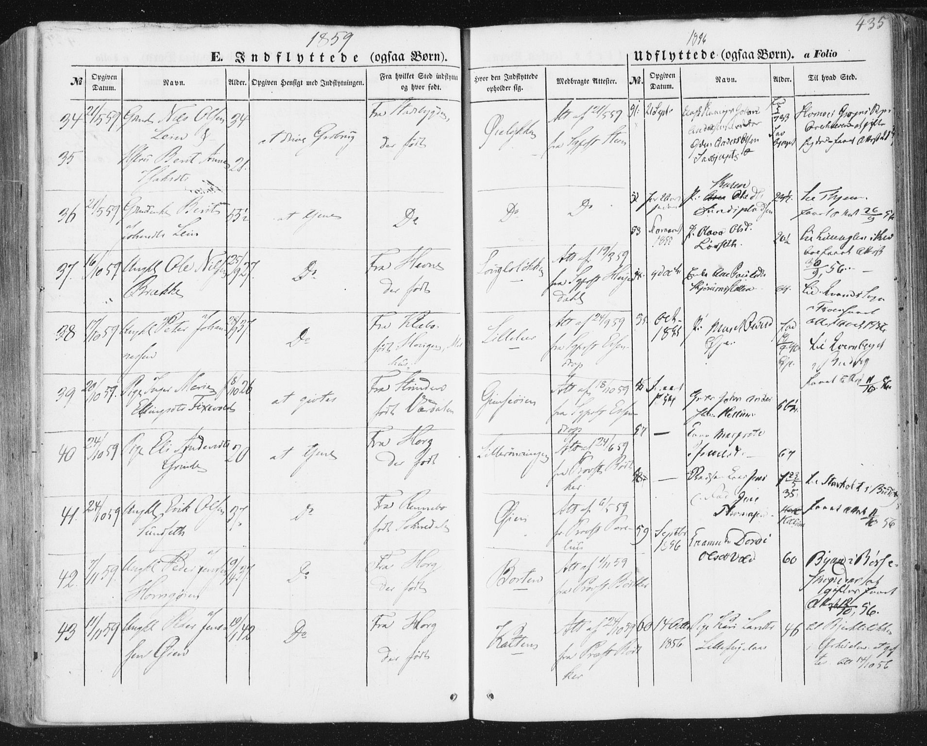 Ministerialprotokoller, klokkerbøker og fødselsregistre - Sør-Trøndelag, AV/SAT-A-1456/691/L1076: Parish register (official) no. 691A08, 1852-1861, p. 435