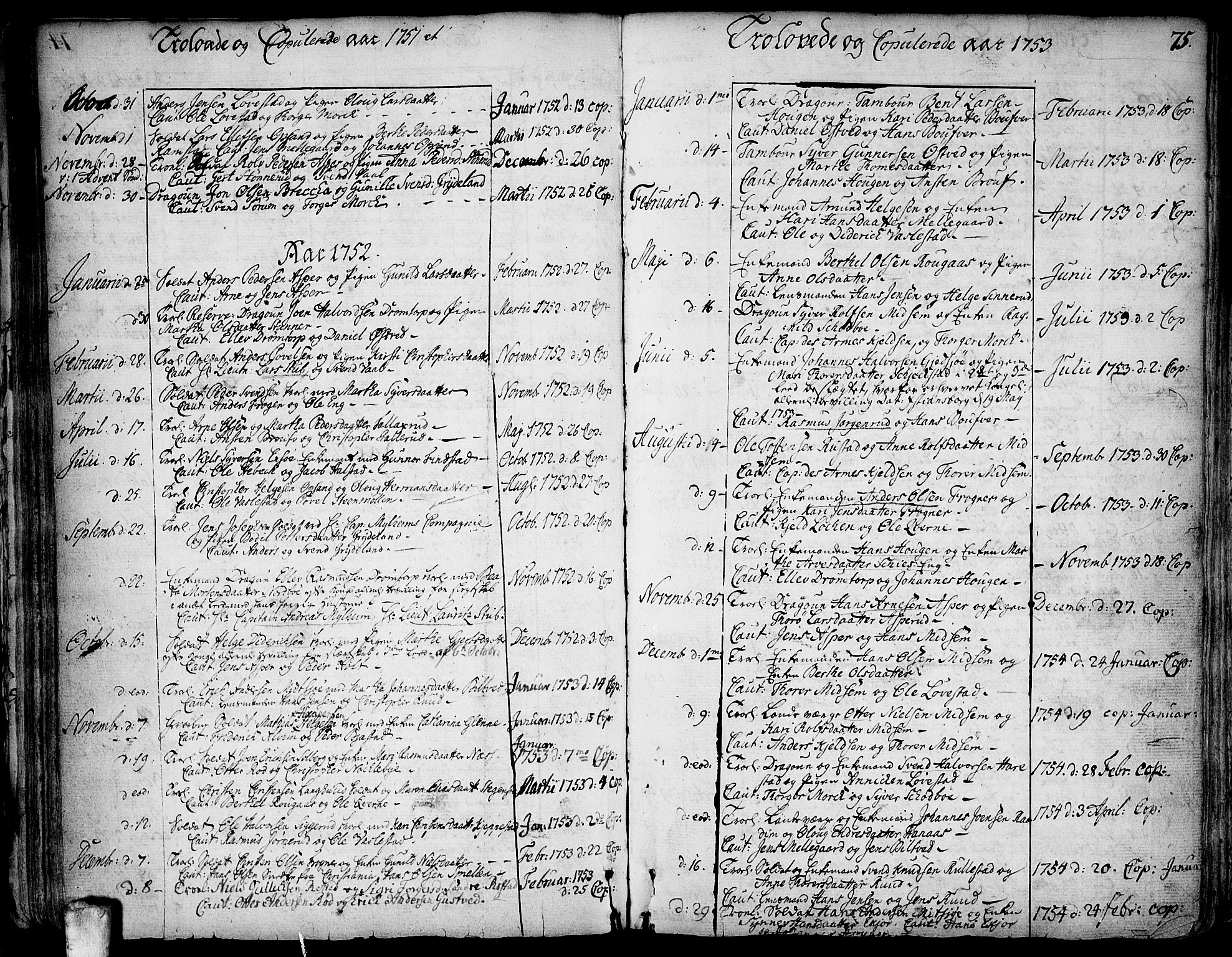 Kråkstad prestekontor Kirkebøker, SAO/A-10125a/F/Fa/L0001: Parish register (official) no. I 1, 1736-1785, p. 75