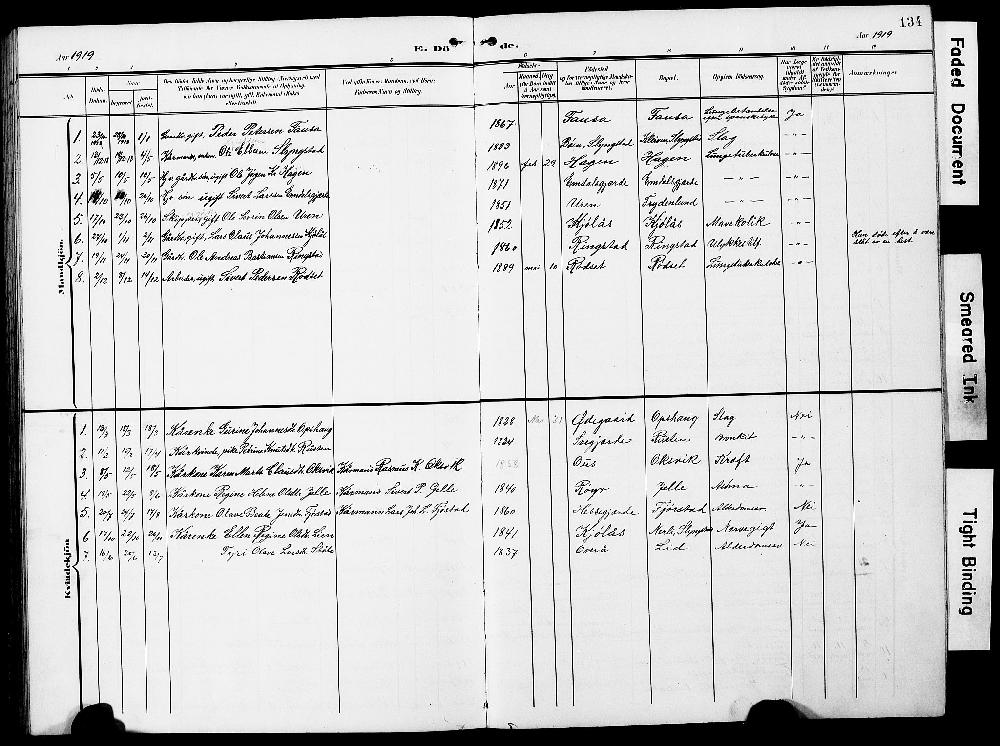 Ministerialprotokoller, klokkerbøker og fødselsregistre - Møre og Romsdal, SAT/A-1454/520/L0293: Parish register (copy) no. 520C05, 1902-1923, p. 134