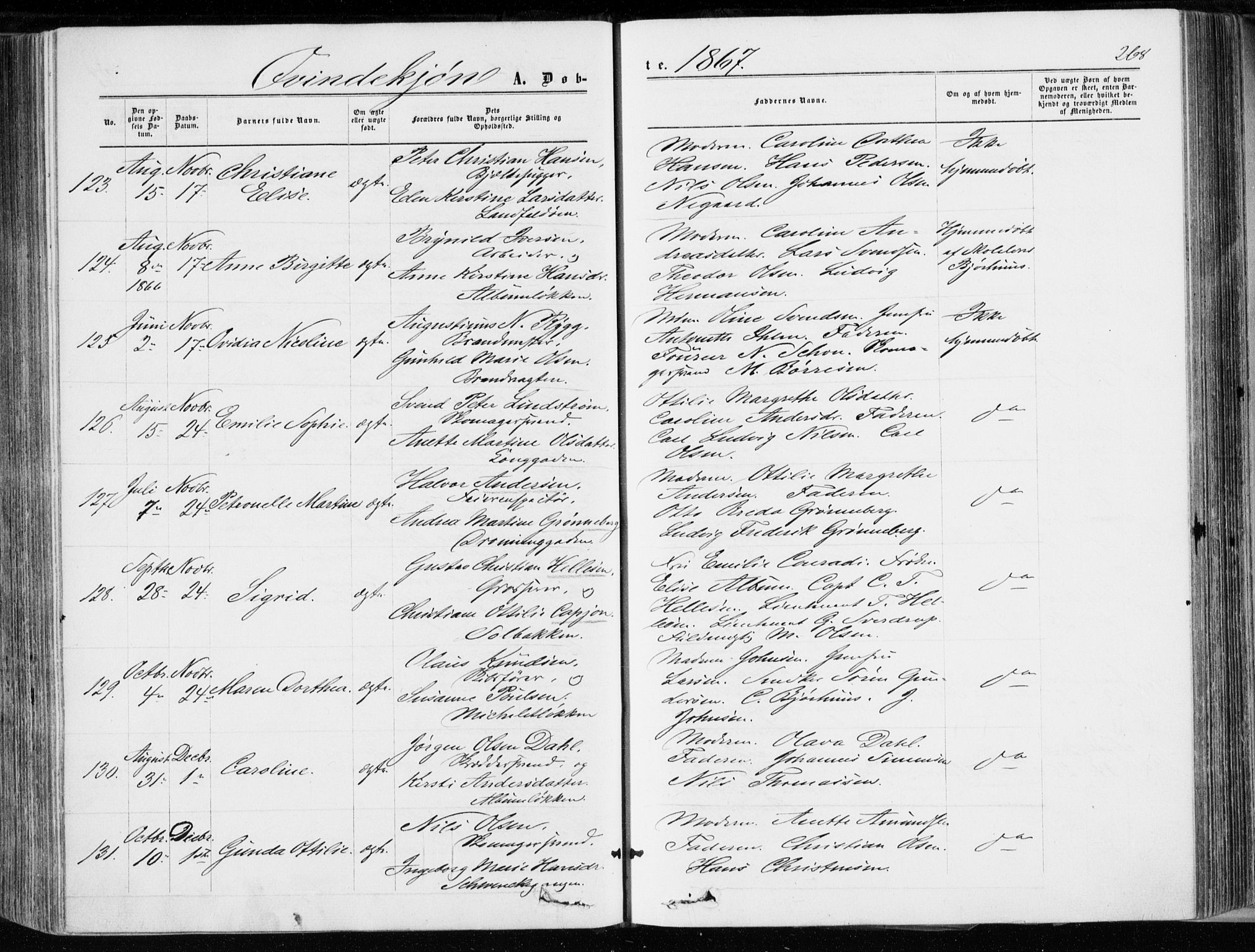 Bragernes kirkebøker, AV/SAKO-A-6/F/Fb/L0003: Parish register (official) no. II 3, 1860-1868, p. 268