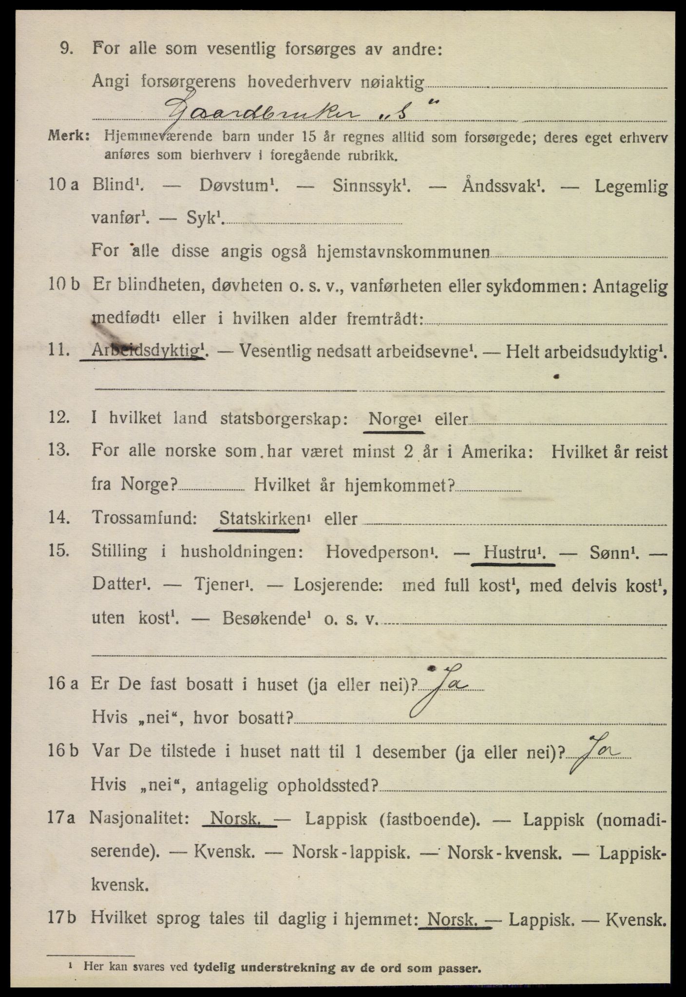 SAT, 1920 census for Lurøy, 1920, p. 2040